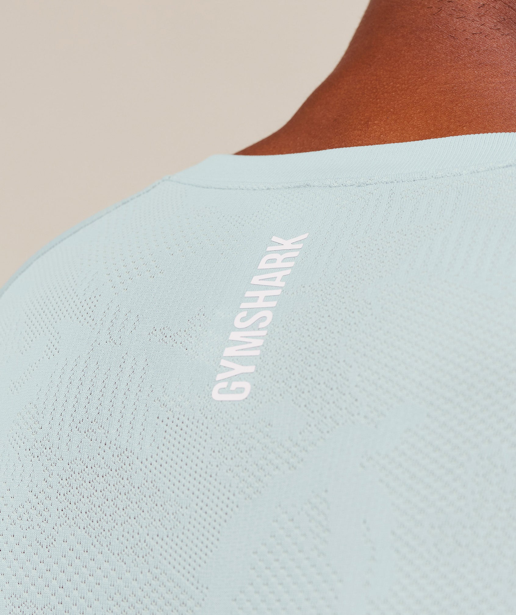 Gymshark Geo Seamless Long Sleeve T-Shirt - Smoke Blue/Soft White