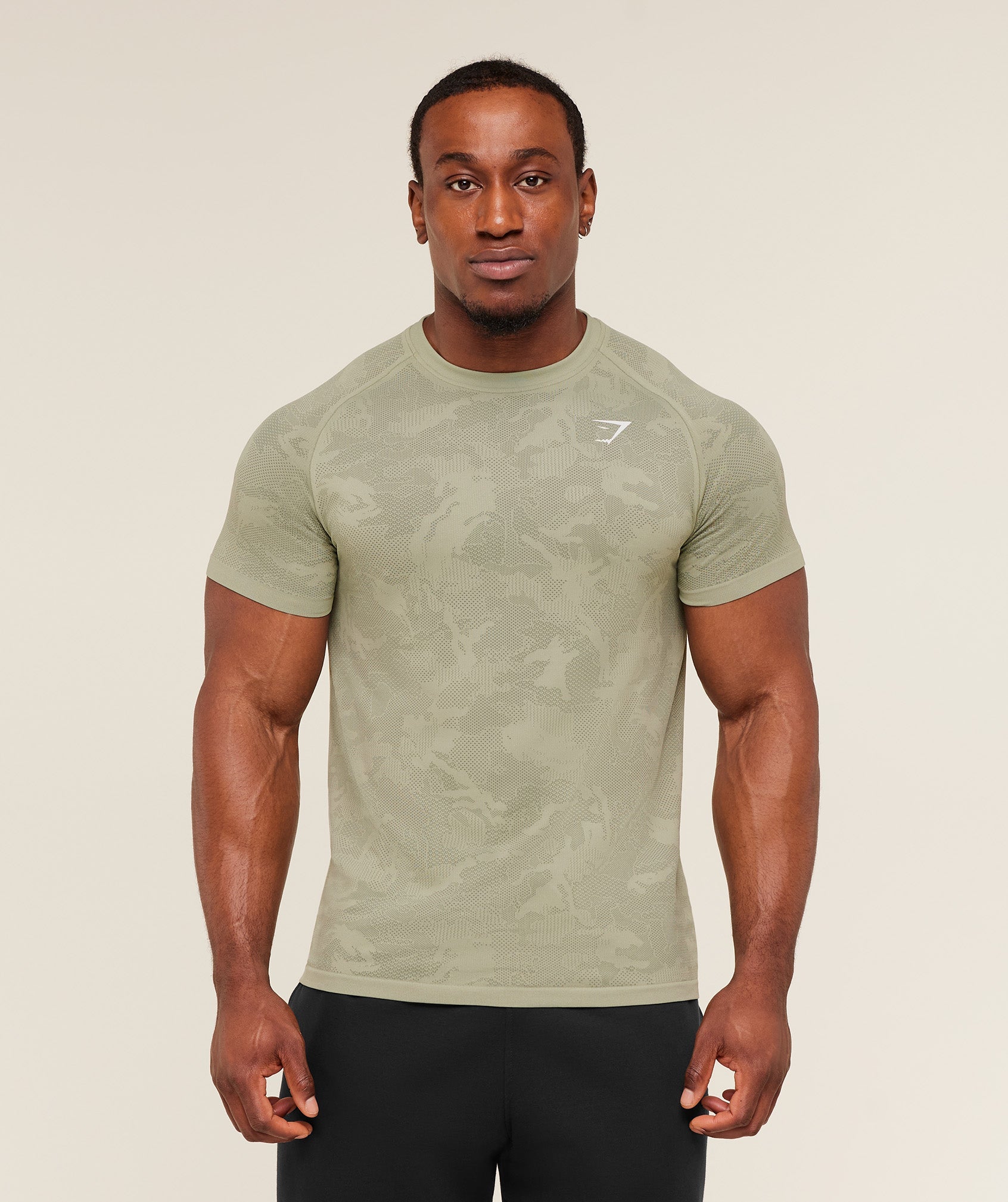 Gymshark Geo Seamless T-Shirt - Haze Green / Unit Green