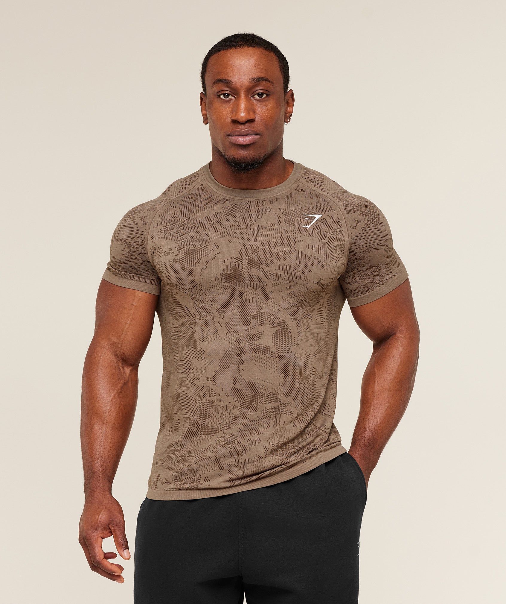 Gymshark Geo Seamless T-Shirt - Lifestyle Brown / Archive Brown