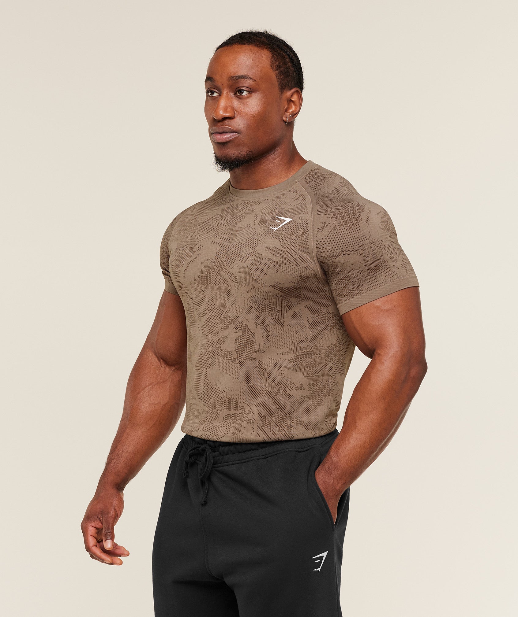 Gymshark Geo Seamless T-Shirt - Lifestyle Brown / Archive Brown