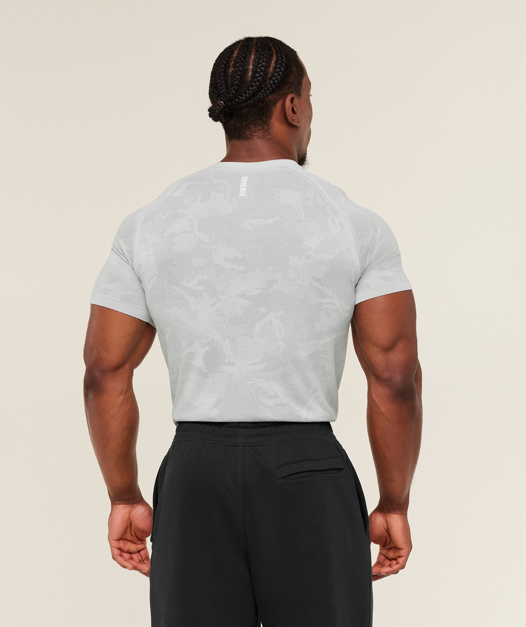 Gymshark Geo Seamless T-Shirt - Light Grey/Smokey Grey