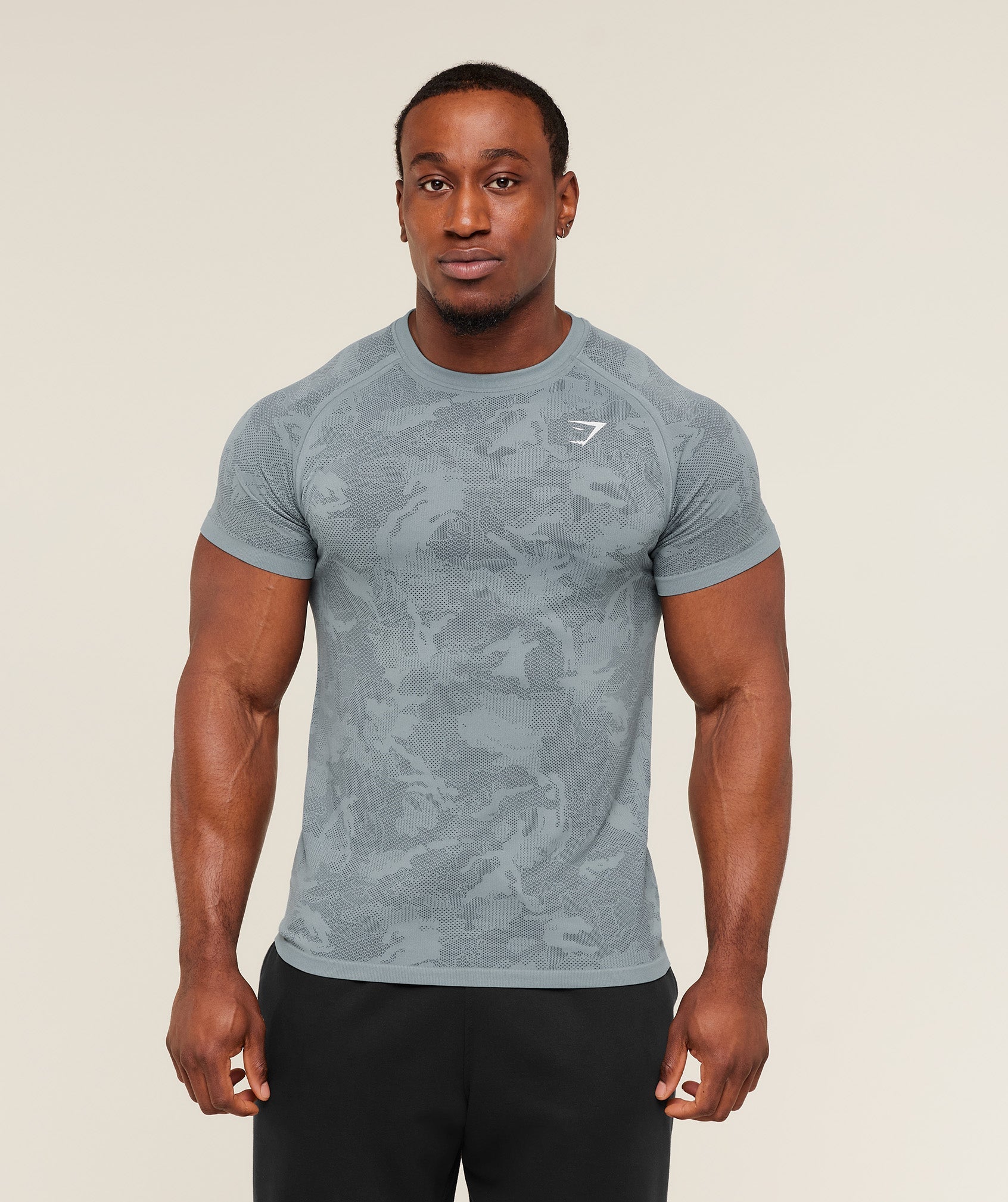 Gymshark Geo Seamless T-Shirt - Storm Blue / Stealth Blue