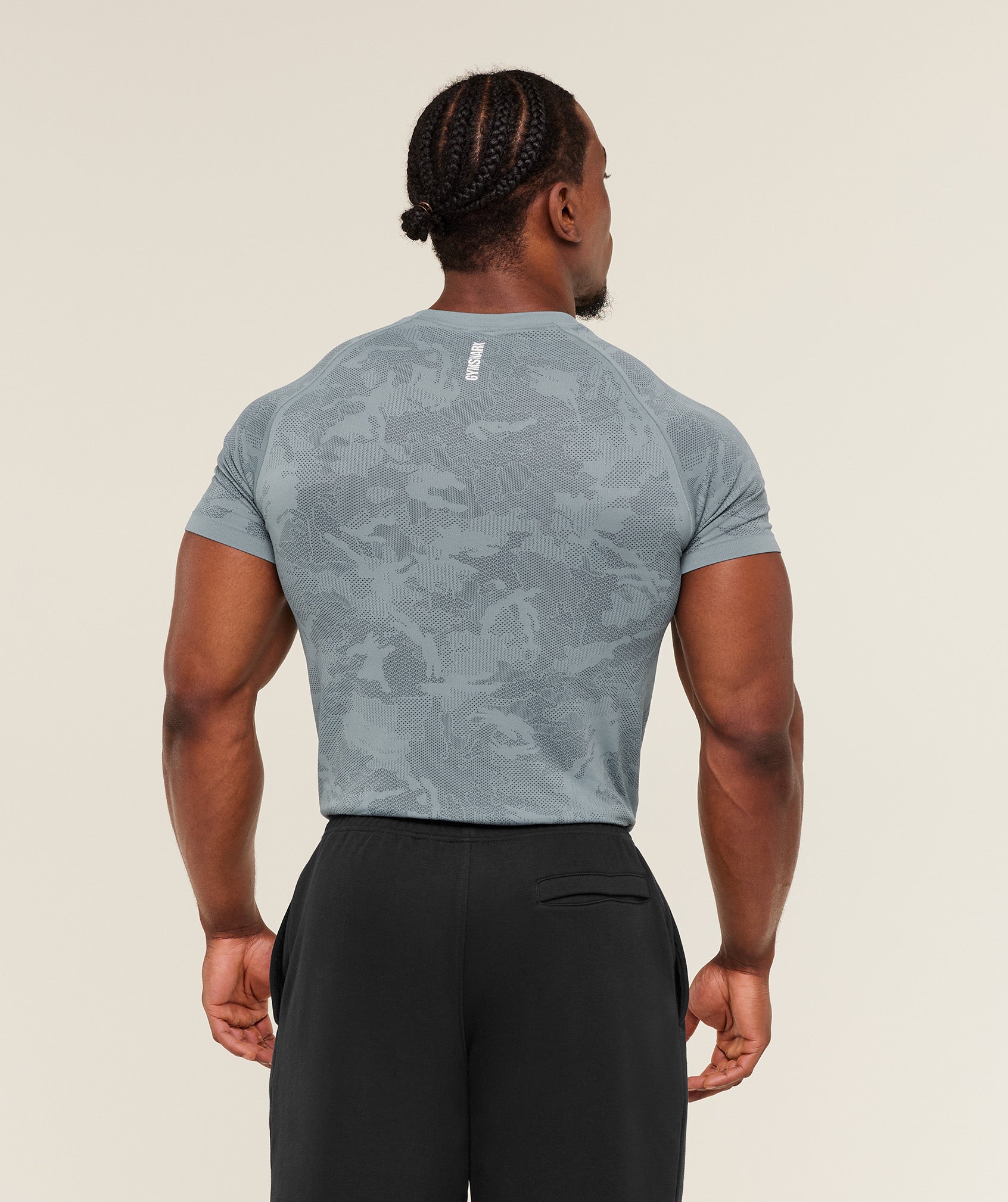 Gymshark Geo Seamless T-Shirt - Storm Blue / Stealth Blue