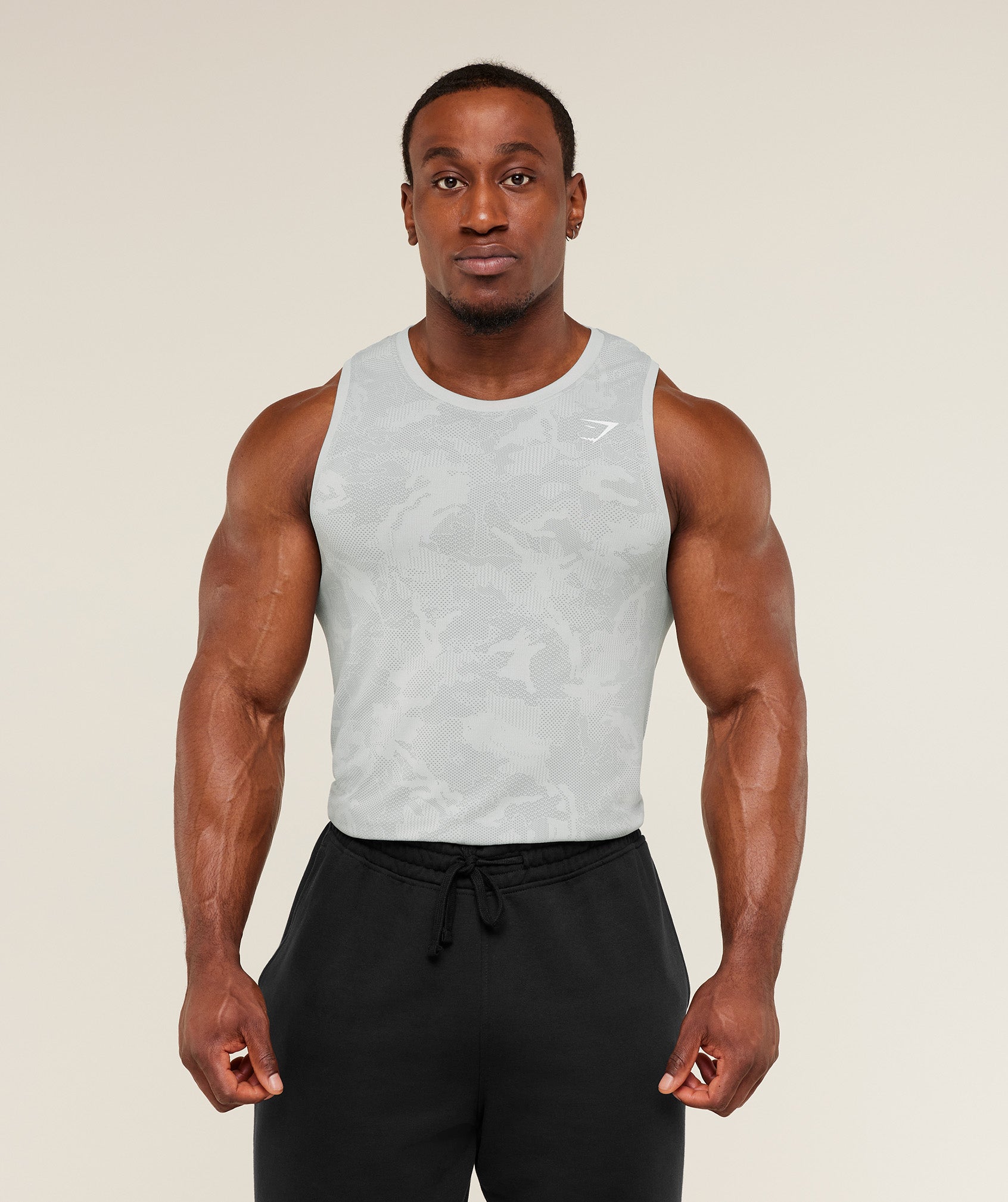 Gymshark Geo Seamless Tank - Light Grey/Smokey Grey
