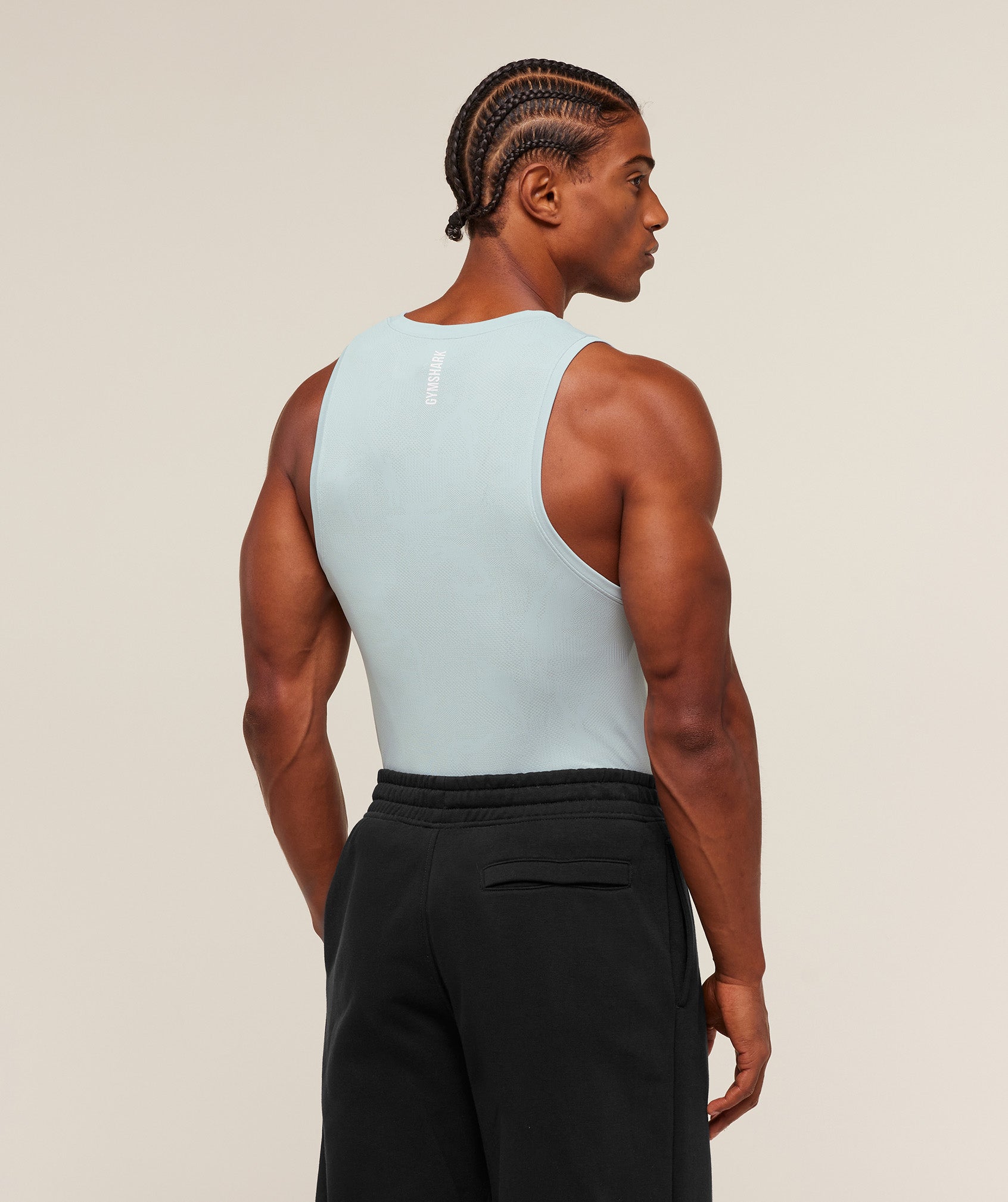 Gymshark Geo Seamless Tank - Smoke Blue/Soft White
