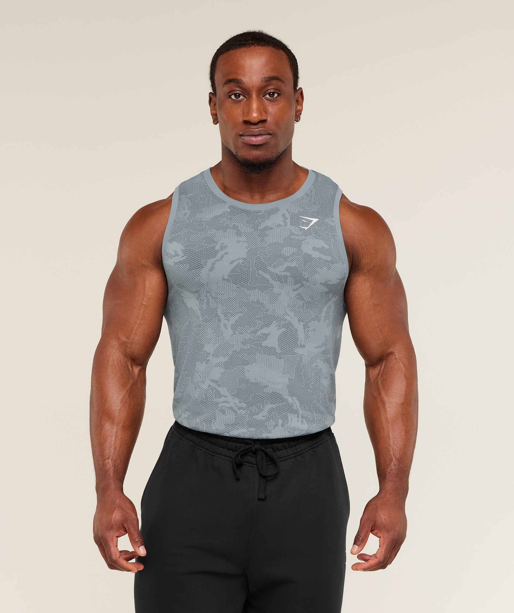 Gymshark Geo Seamless Tank - Storm Blue / Stealth Blue