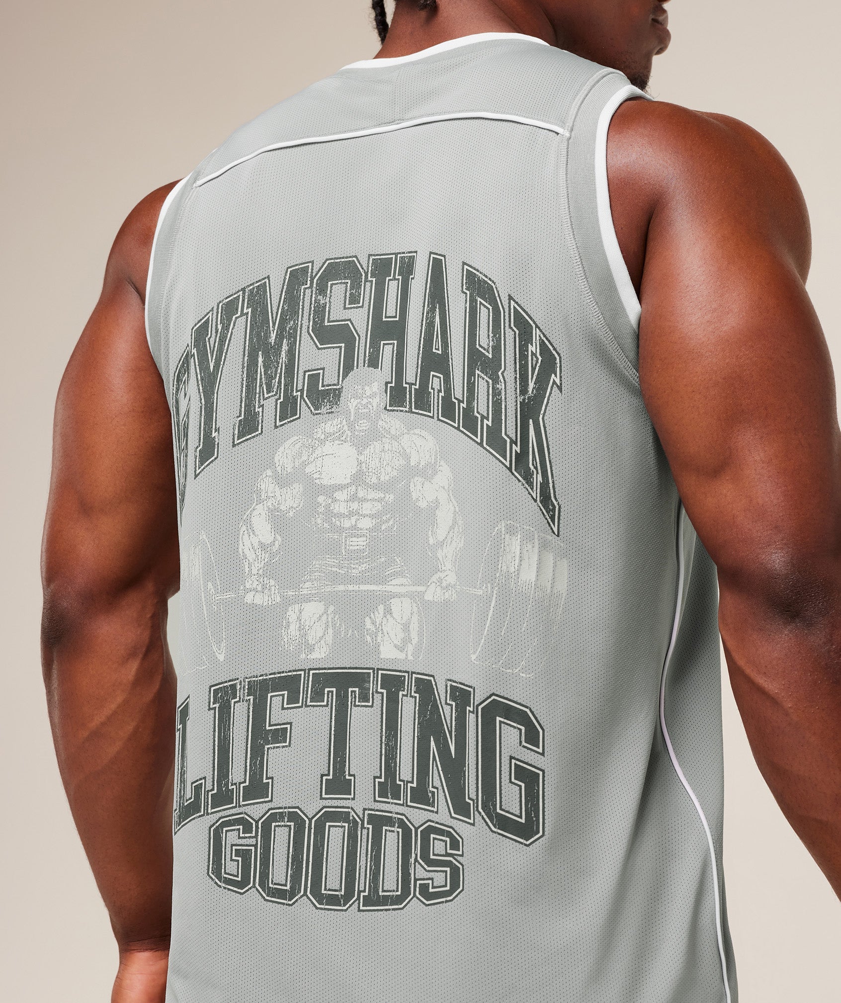 Gymshark Graphic Basketball Mesh Tank - Silver Grey