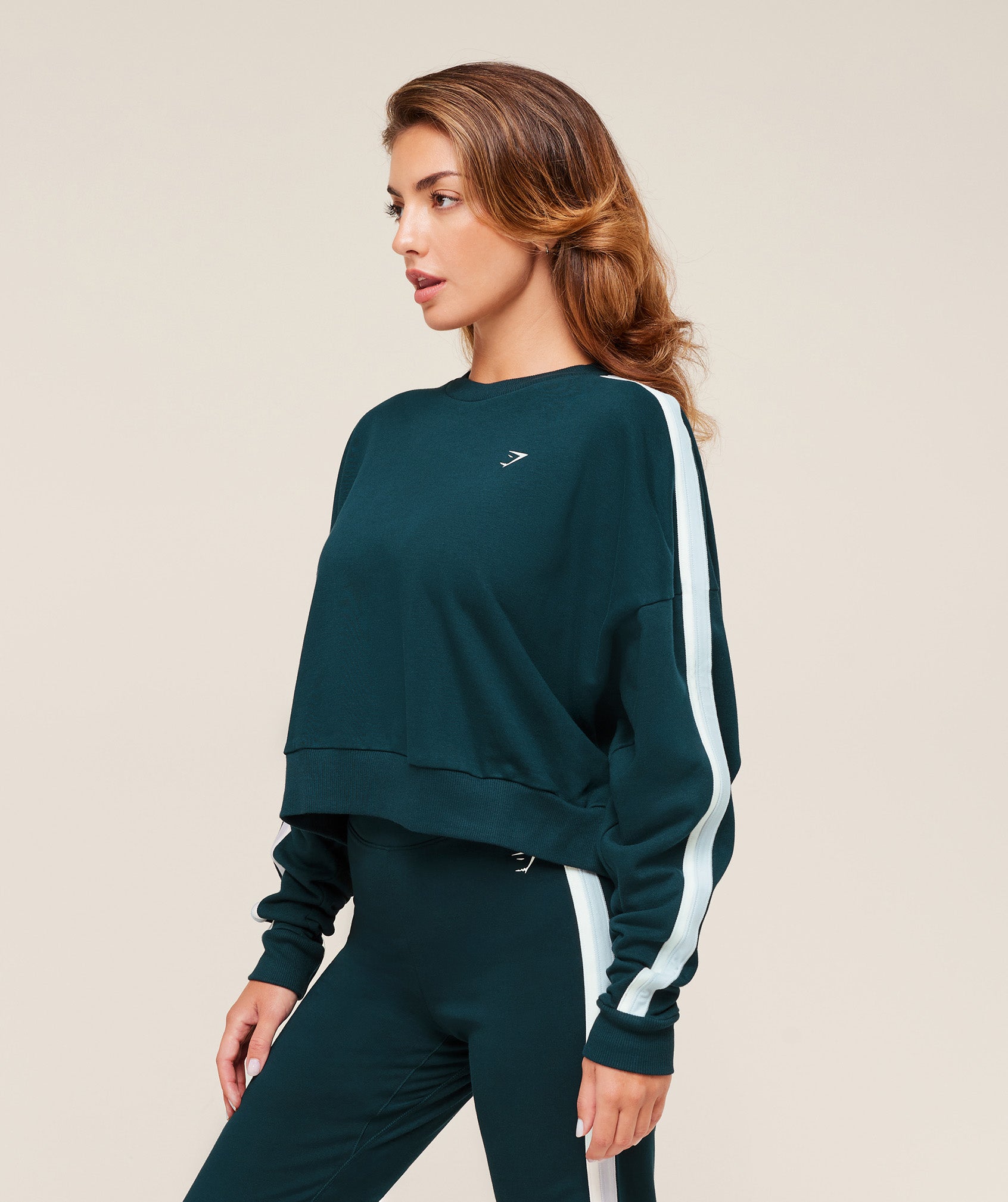Gymshark Piping Midi Crew Neck - Deep Petrol Blue/Smoke Blue/Soft White