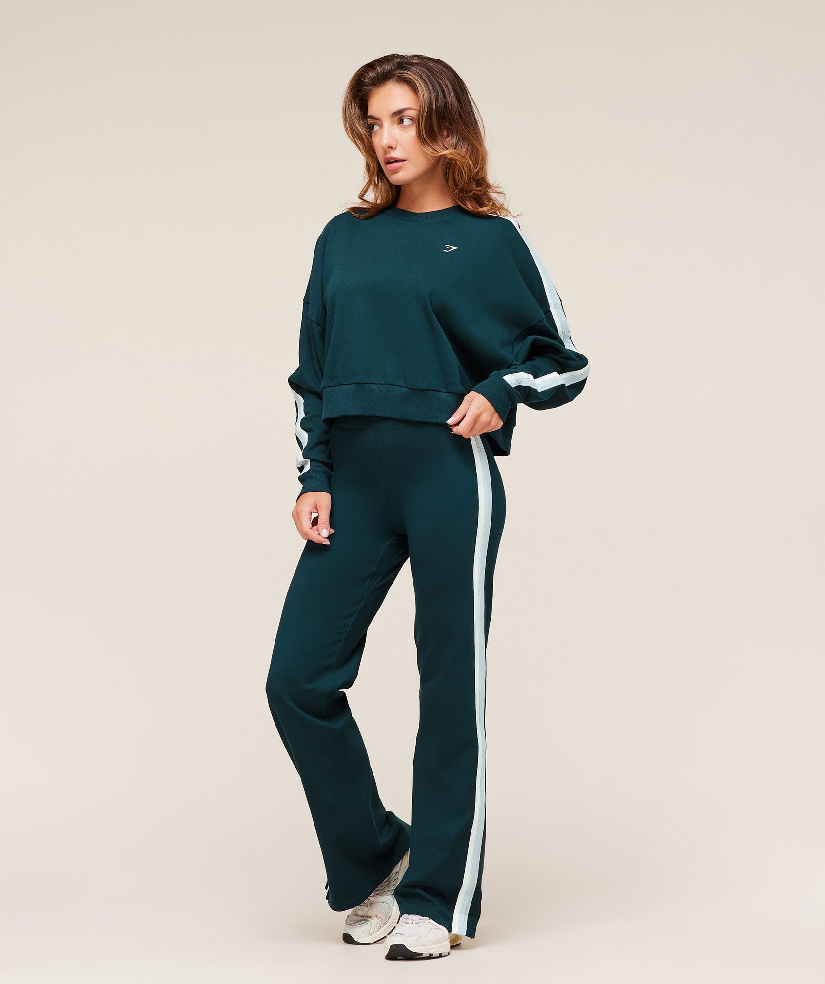 Gymshark Piping Midi Crew Neck - Deep Petrol Blue/Smoke Blue/Soft White