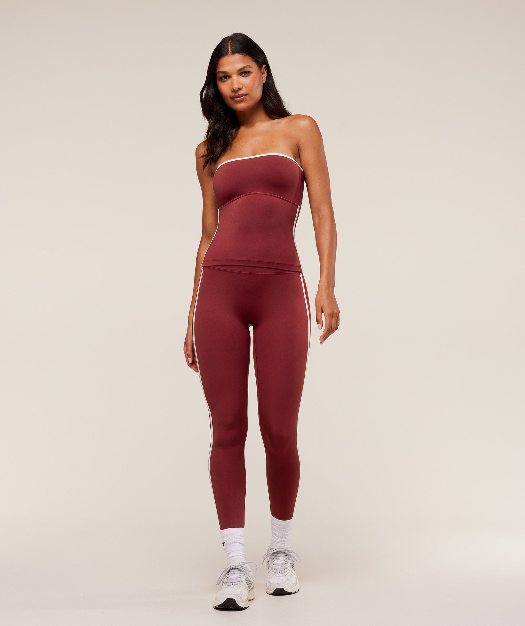 Gymshark Piping Leggings - Sets Red/Carmine Red/Soft White