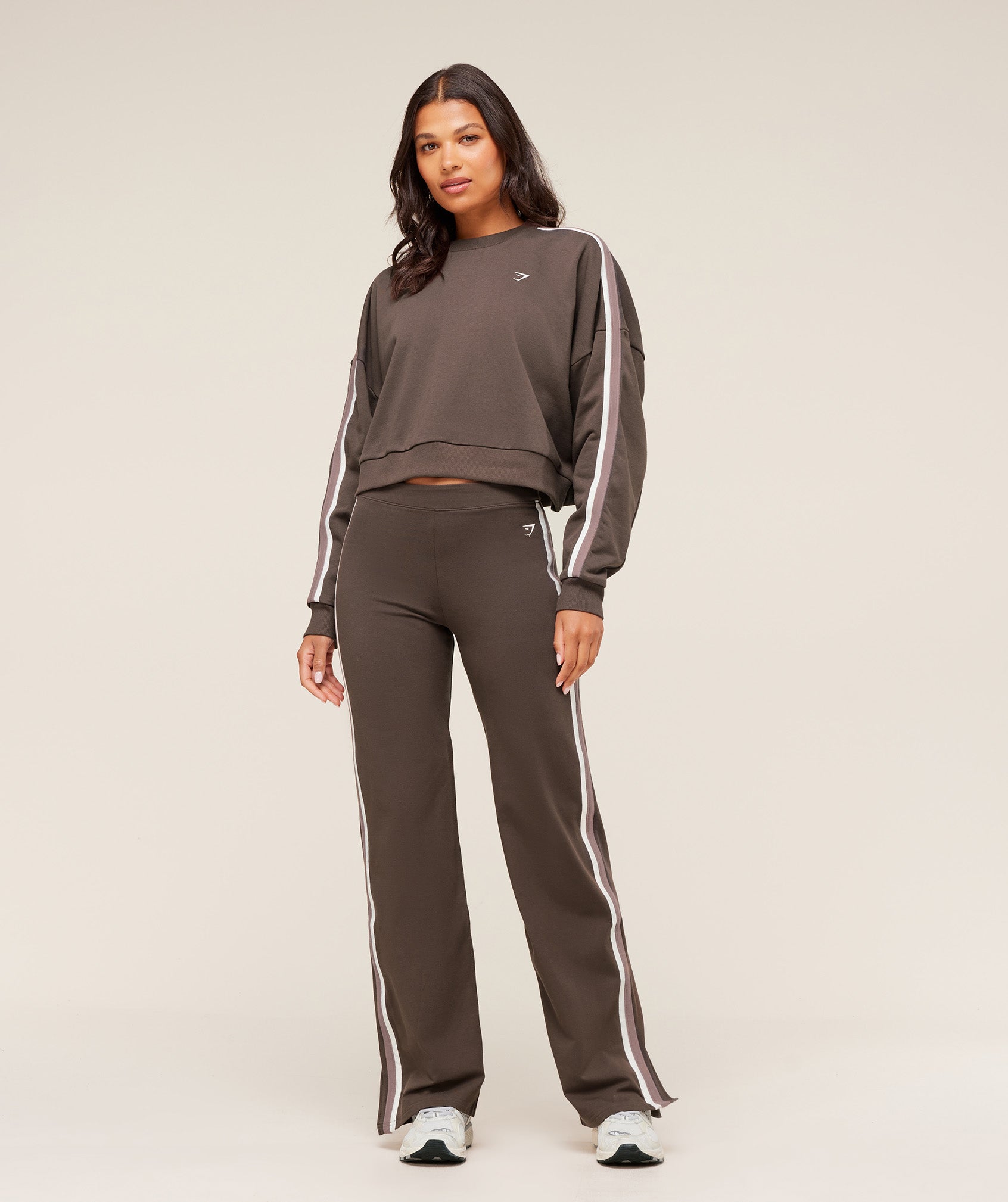 Gymshark Piping Wide Leg Pant - Walnut Brown/Chestnut Pink/Soft White