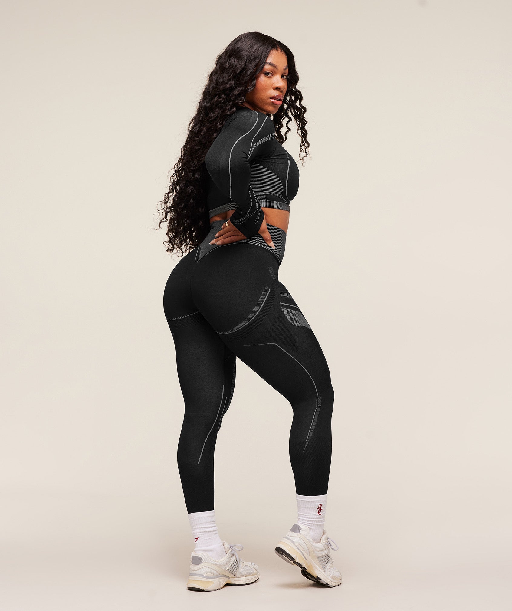 Gymshark x Analis Seamless Leggings - Black/Silver Grey