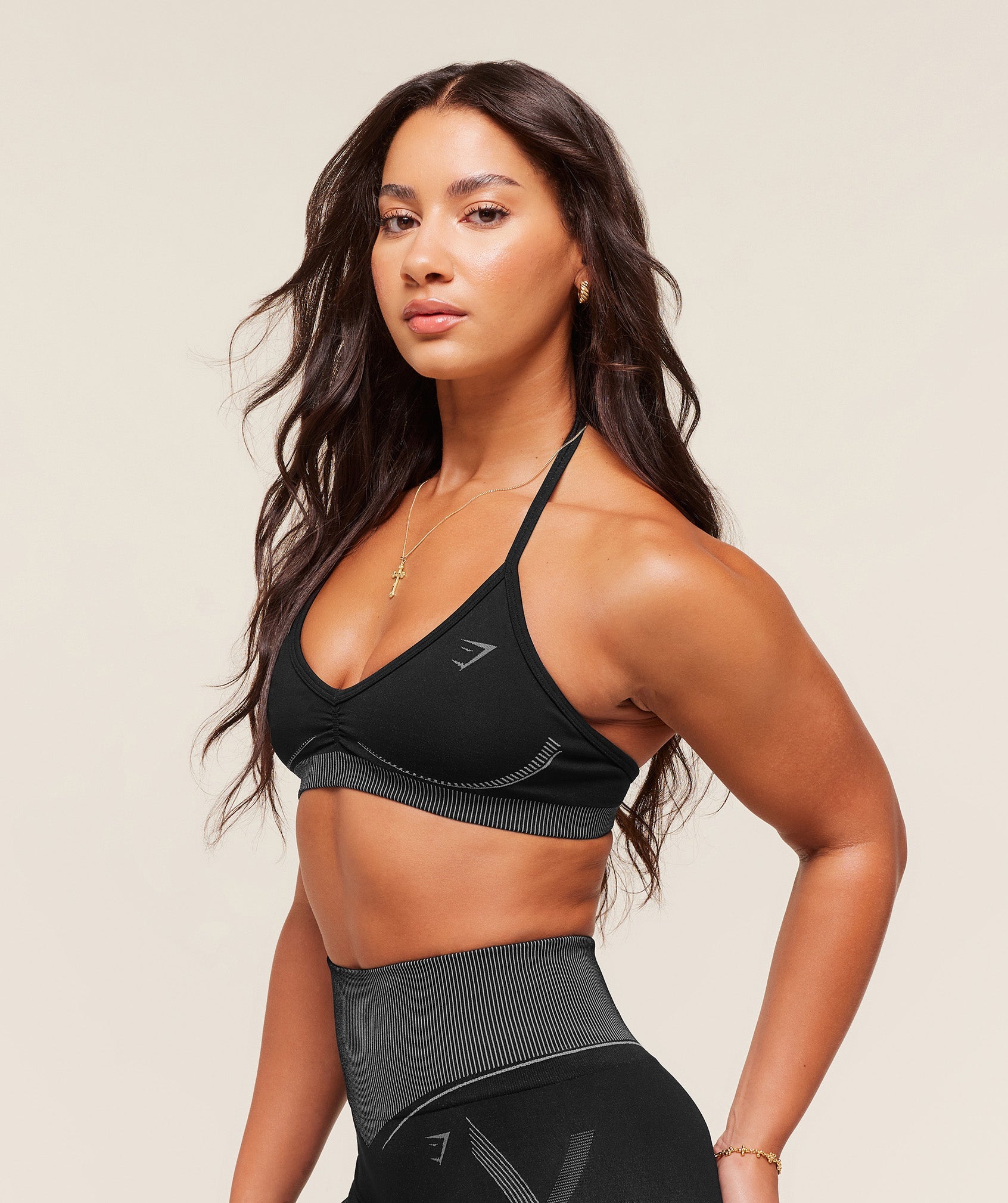 Gymshark x Analis Seamless Sports Bra - Black/Silver Grey