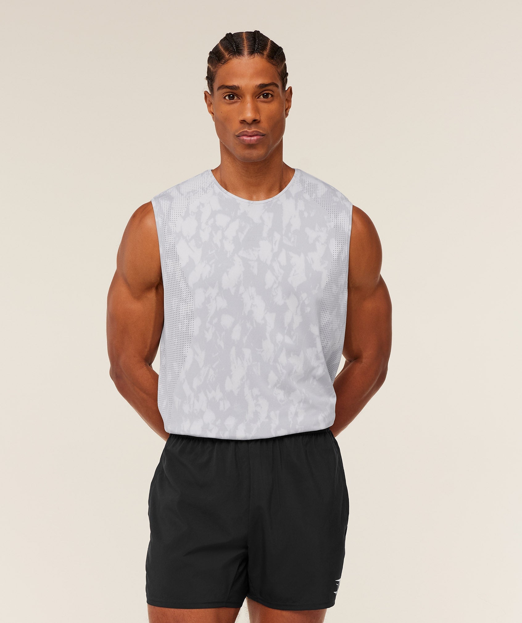 Gymshark Distance Seamless Tank - Light Grey / Light Grey / ACID WASH