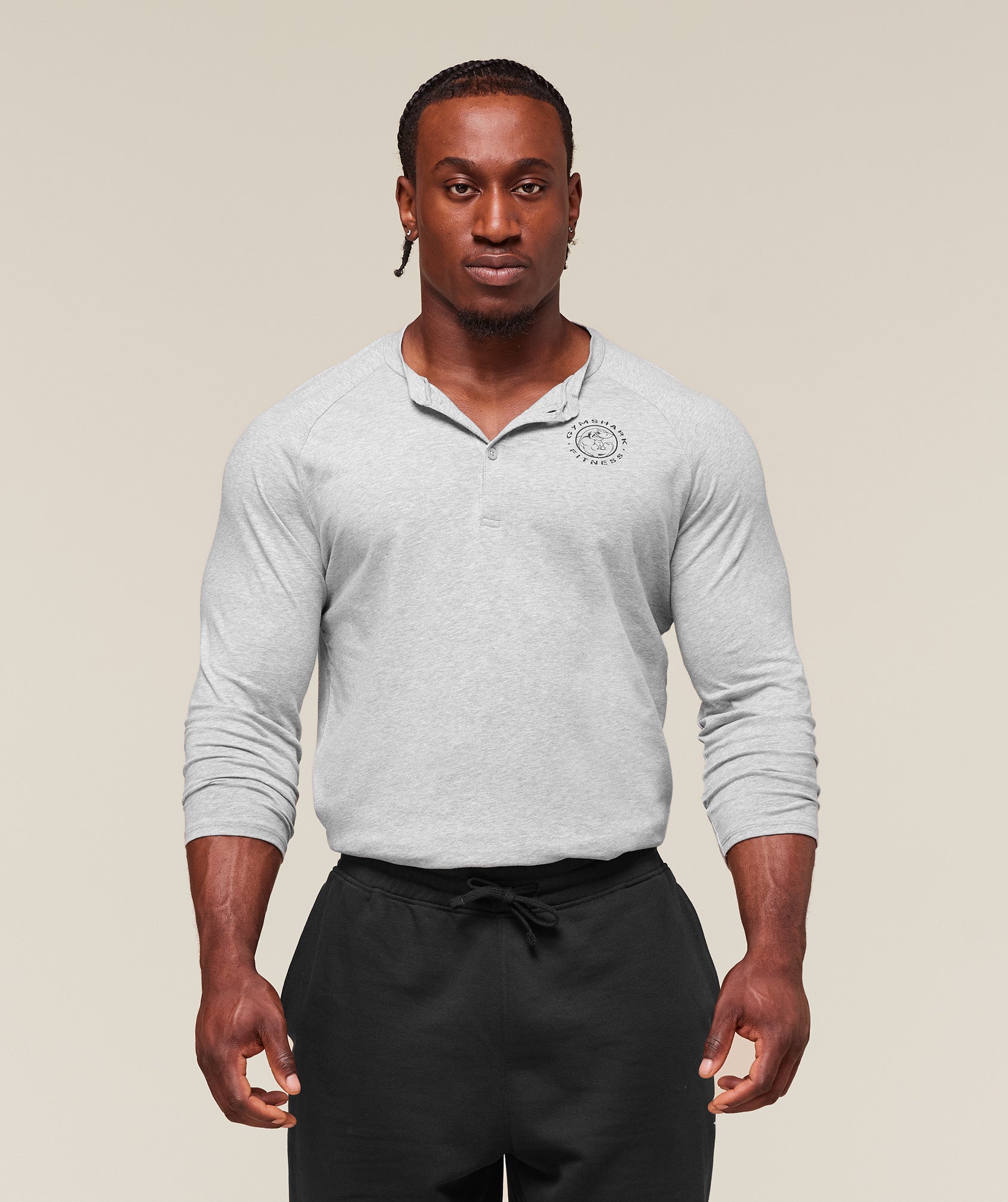 Gymshark Legacy Henley - Light Grey Marl