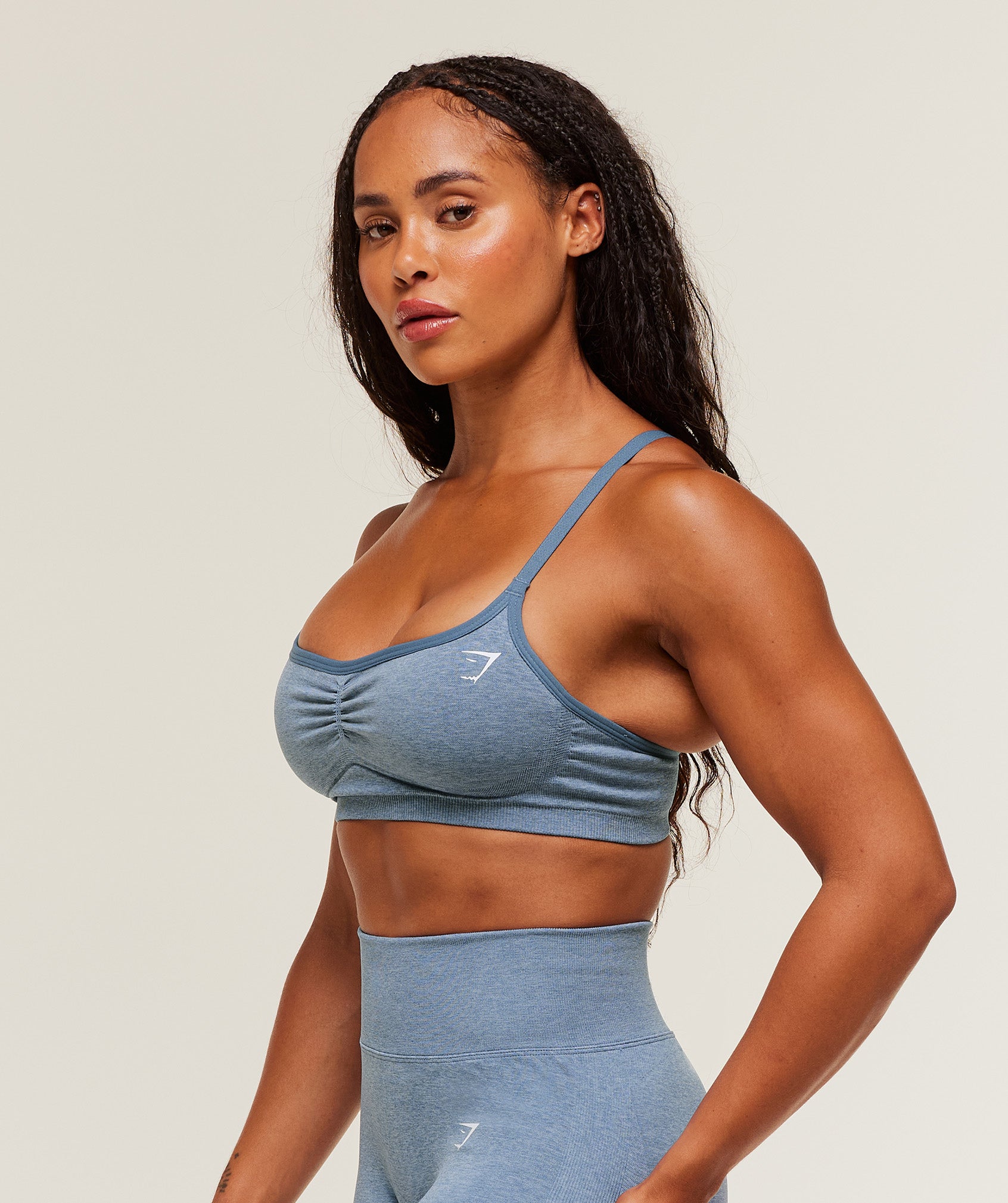 Gymshark Lift Seamless Sports Bra - Worn Blue/Peri Blue Marl