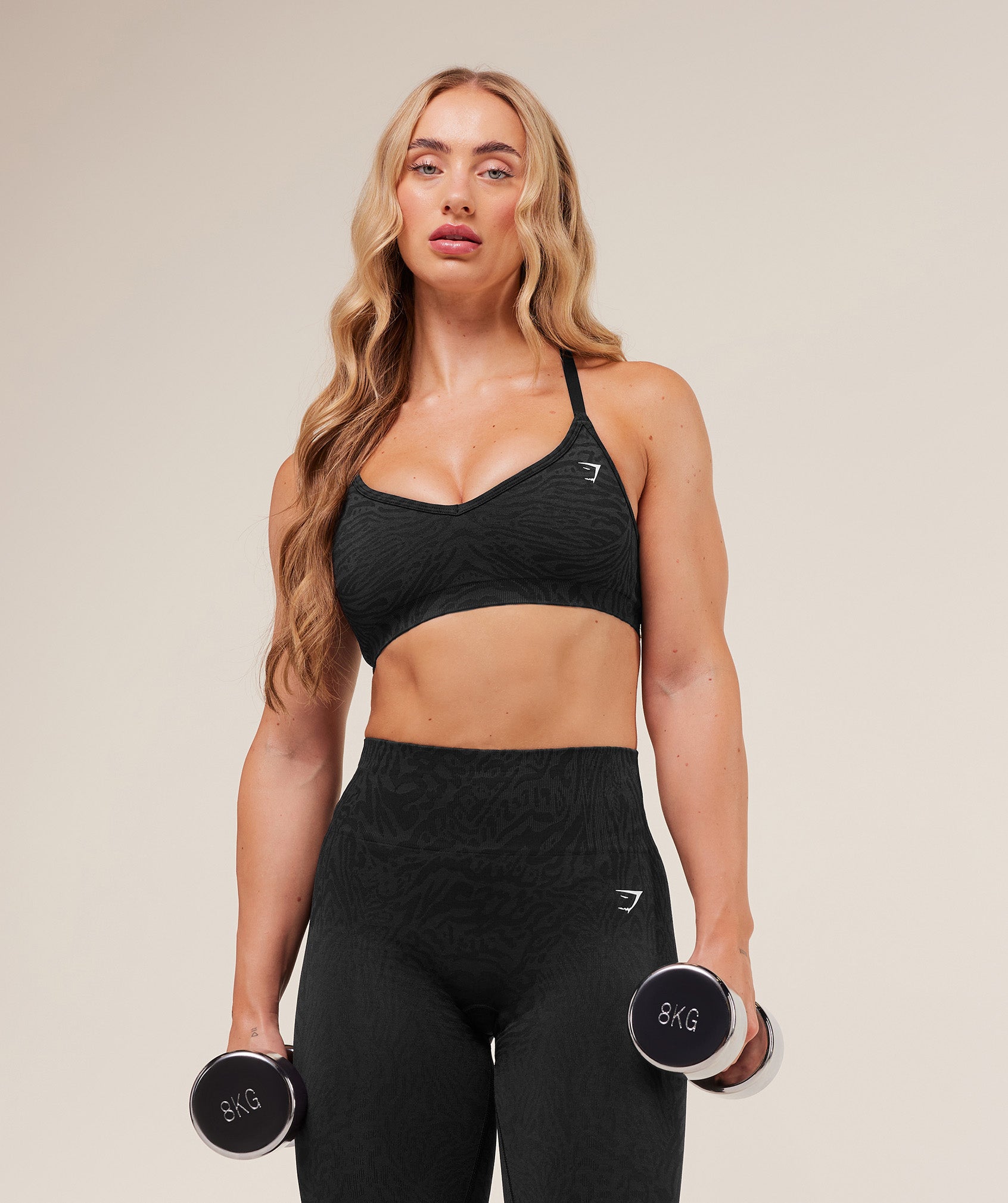 Gymshark Adapt Animal Seamless Sports Bra - Black/Asphalt Grey