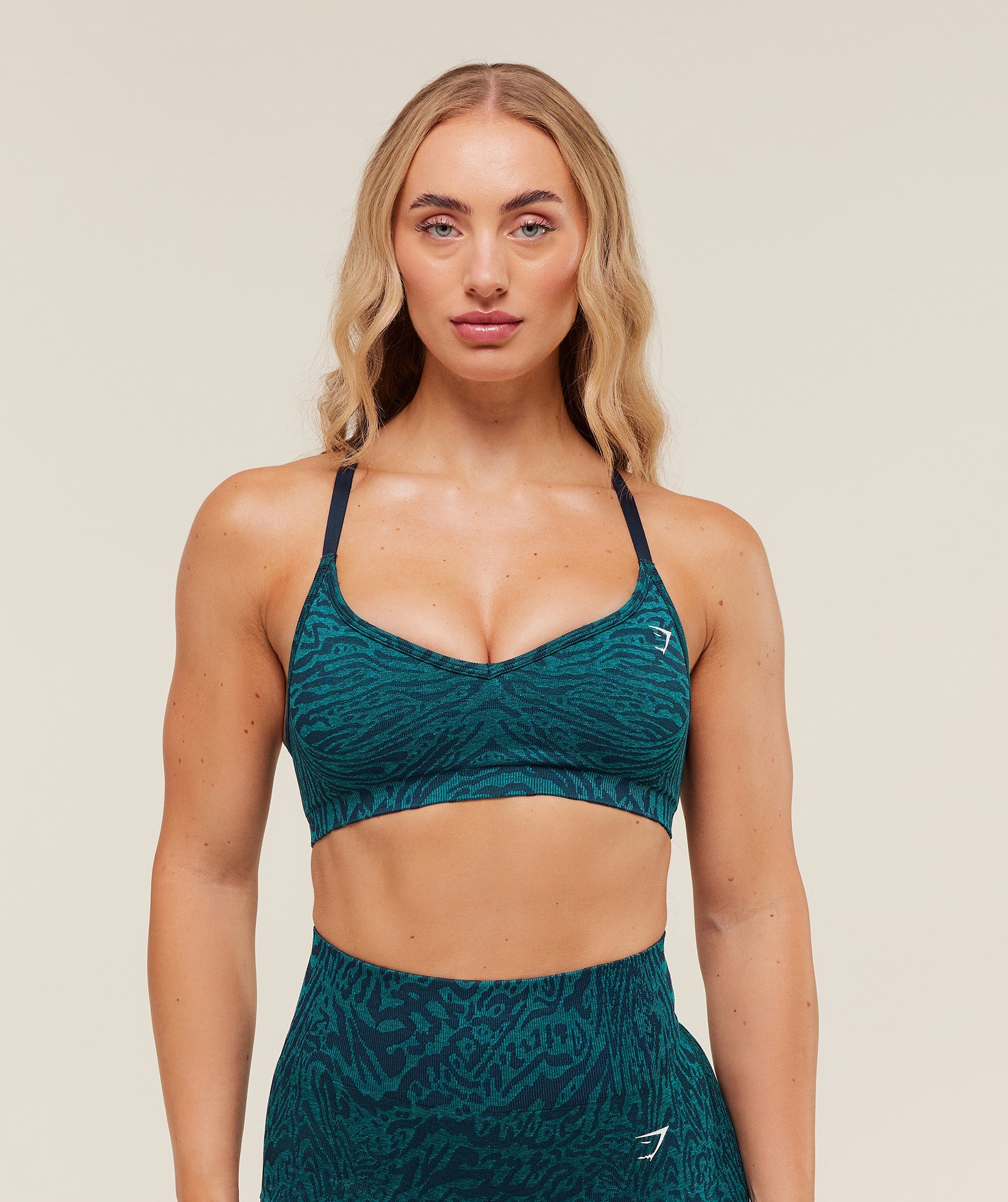 Gymshark Adapt Animal Seamless Sports Bra - Navy/Brand Blue