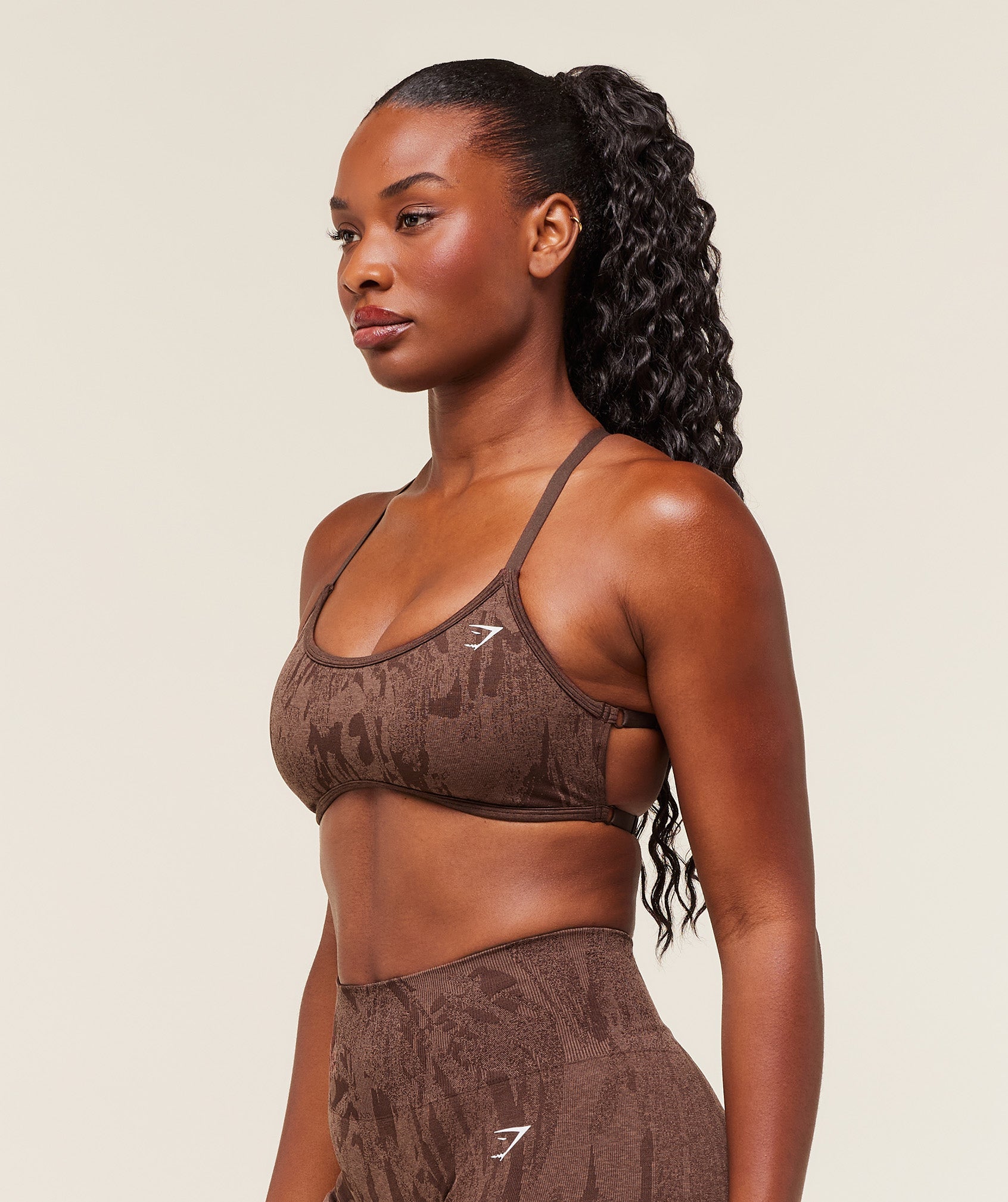 Gymshark Adapt Camo Cross Back Sports Bra - Archive Brown/Soft Brown