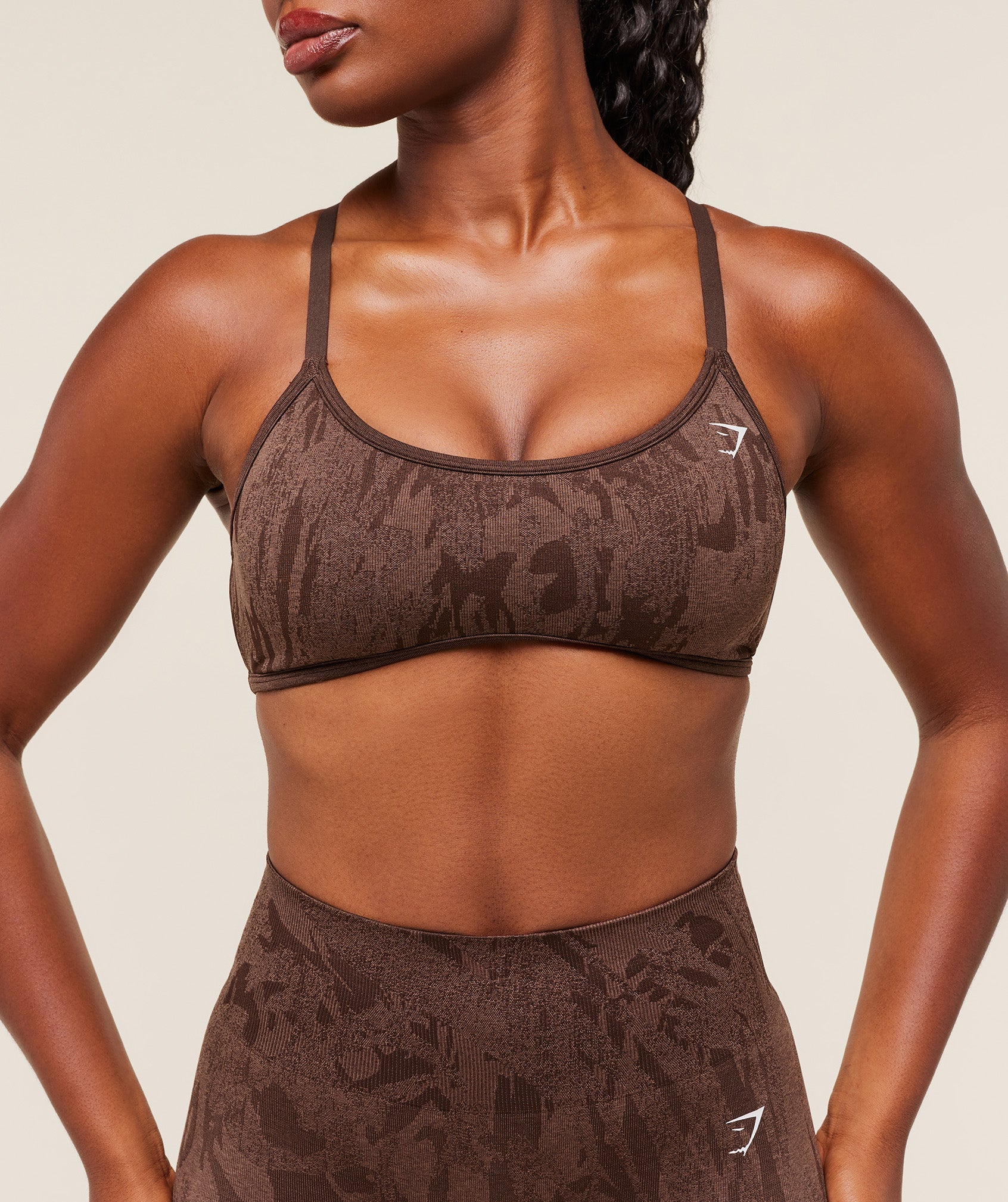 Gymshark Adapt Camo Cross Back Sports Bra - Archive Brown/Soft Brown