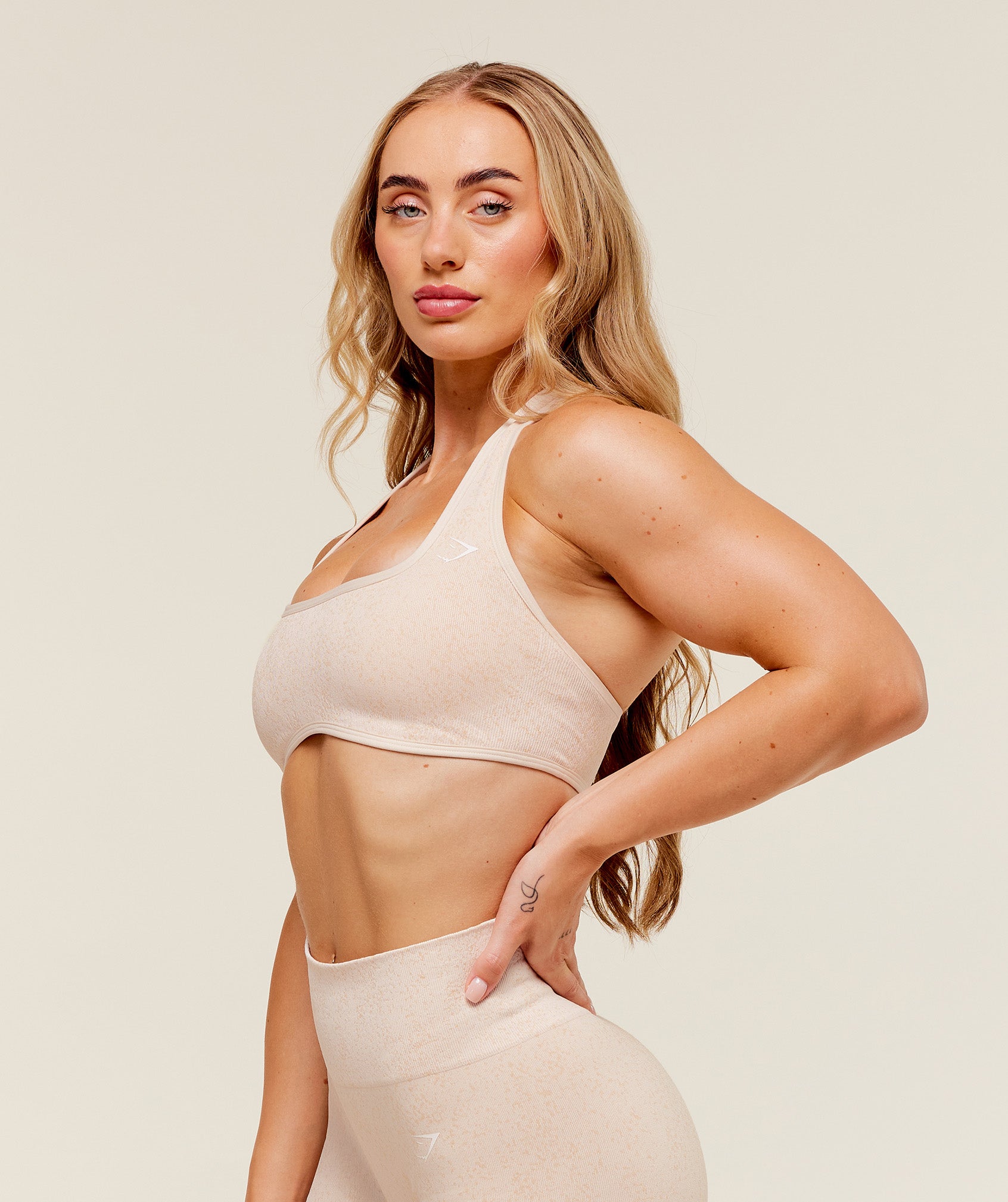 Gymshark Adapt Fleck x Whitney Halterneck Sports Bra - Coconut White