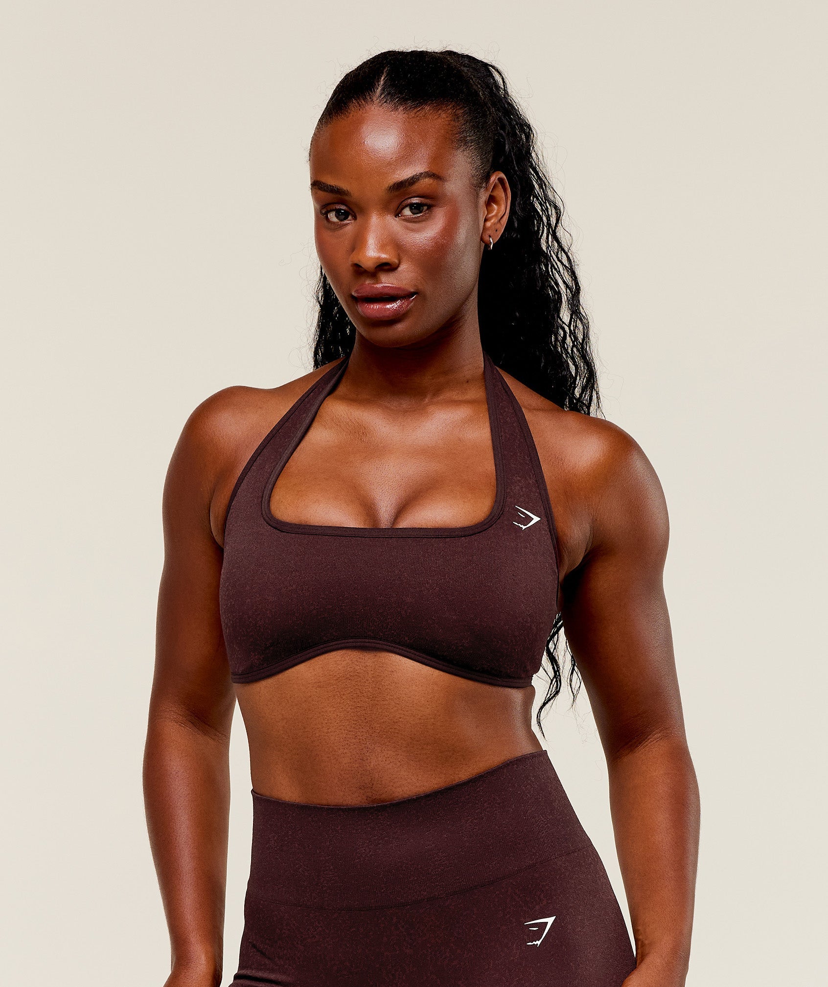 Gymshark Adapt Fleck x Whitney Halterneck Sports Bra - Cherry Purple/Rich Maroon