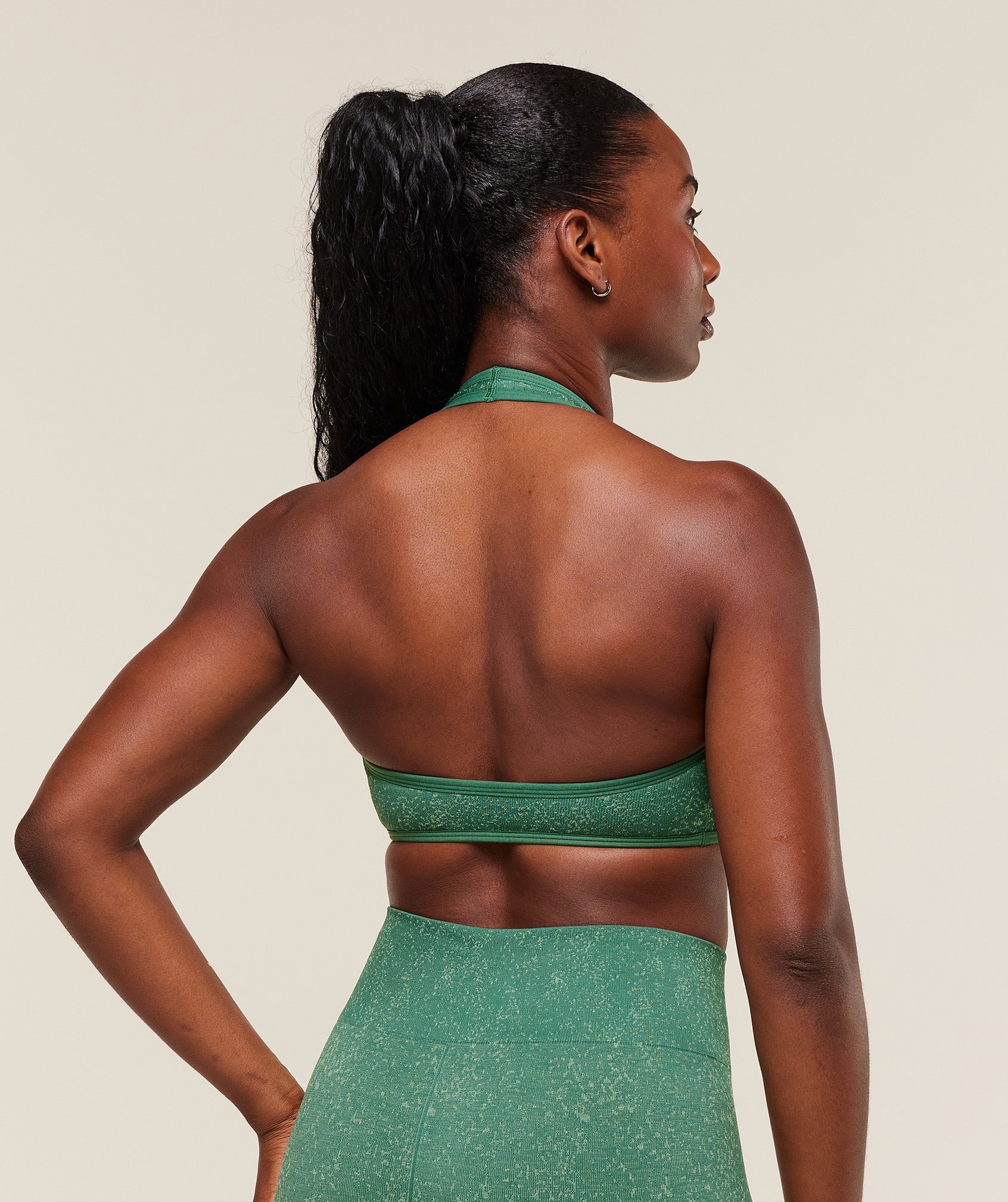Gymshark Adapt Fleck x Whitney Halterneck Sports Bra - Lift Green/Clay Green
