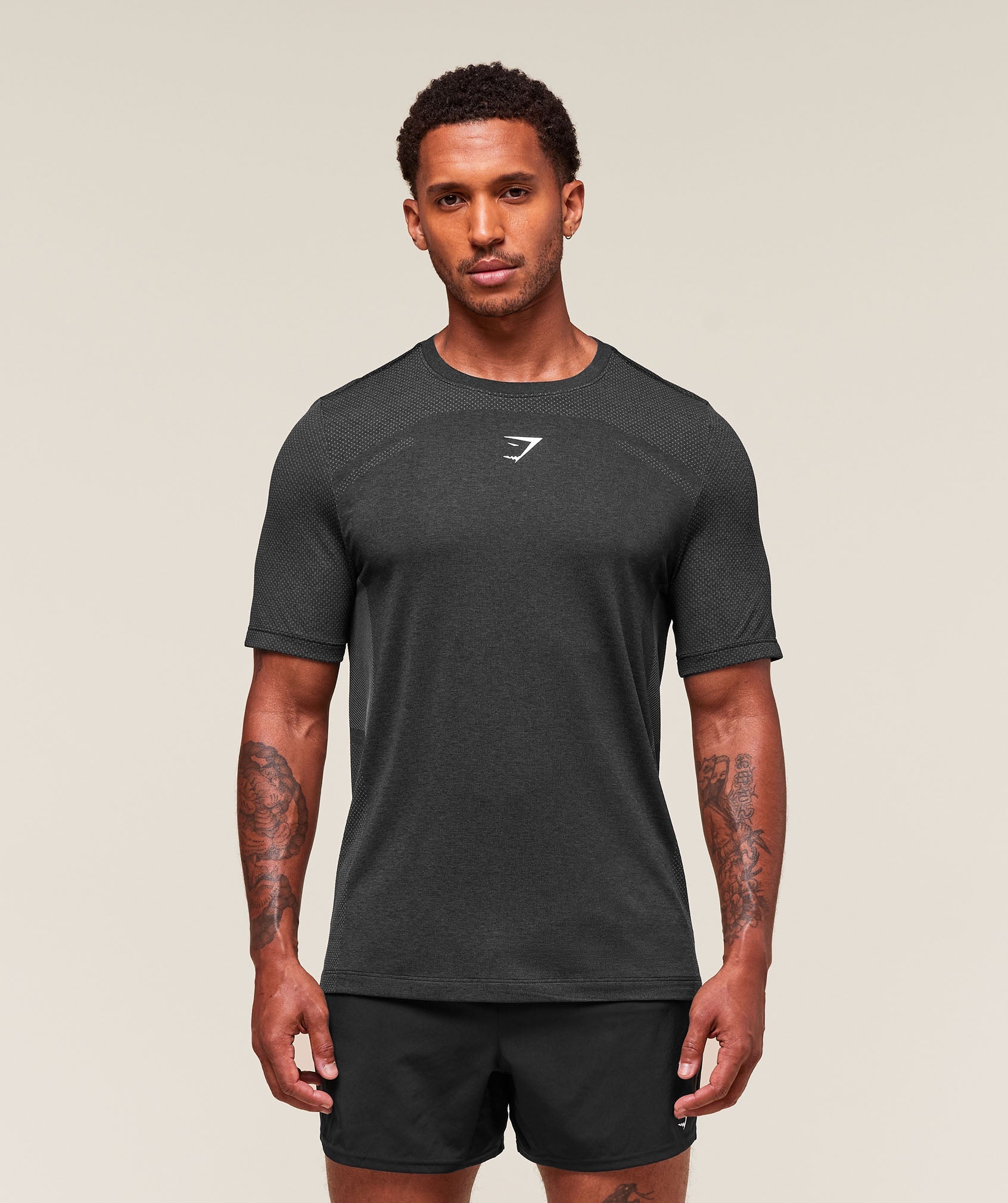 Gymshark Lightweight Seamless T-Shirt - Black/Silhouette Grey