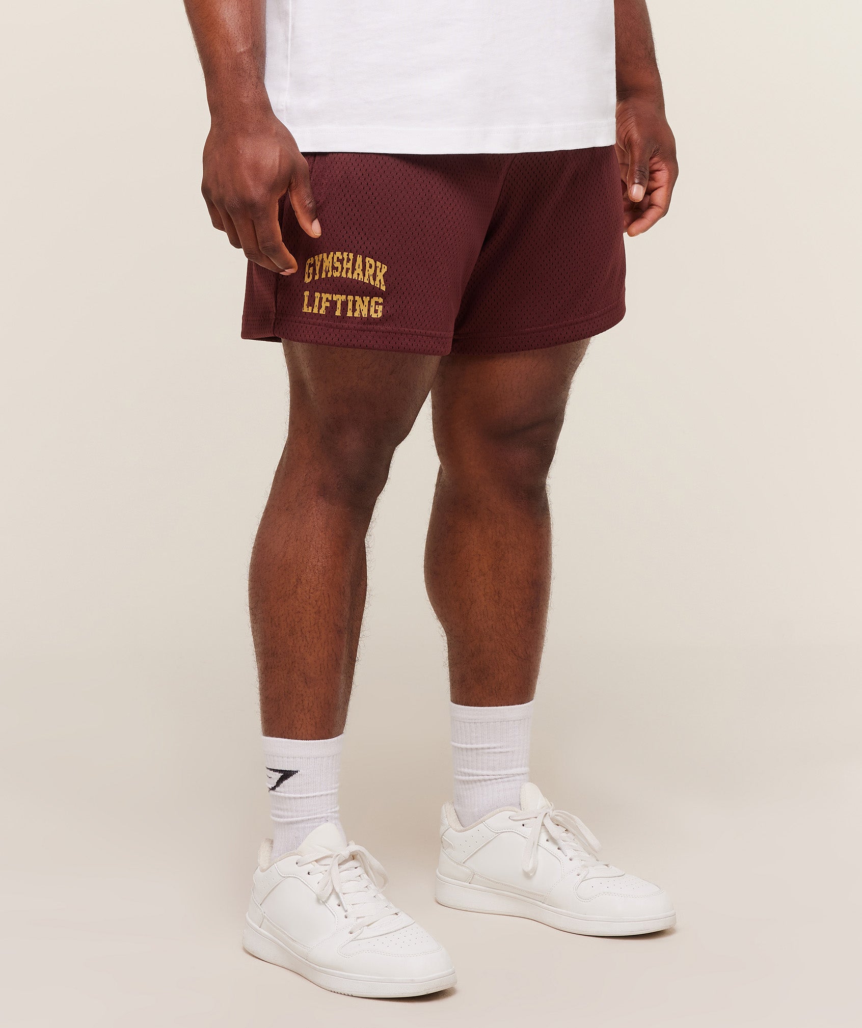 Gymshark Lifting Mesh 5" Shorts - Rich Maroon