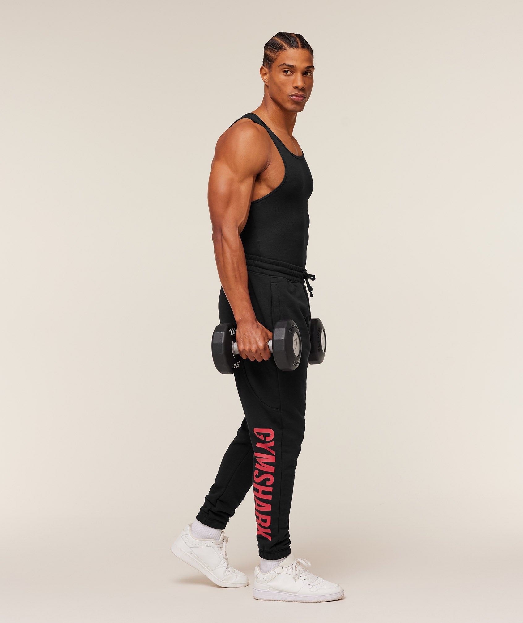 Gymshark Power Wordmark Joggers - Black/Conditioning Red
