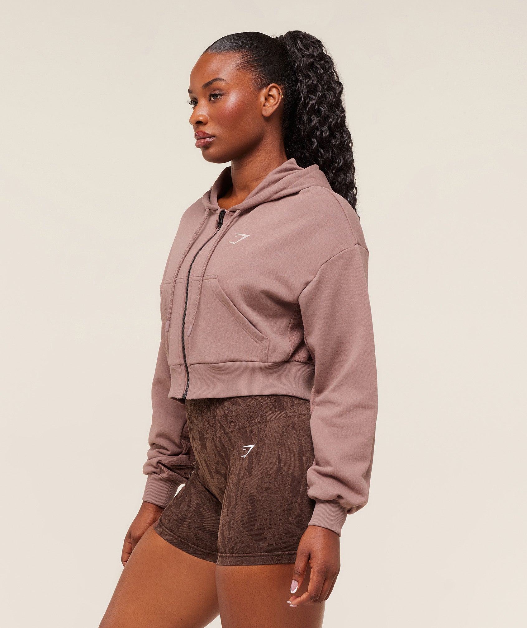 Gymshark Power Midi Zip Hoodie - Chestnut Pink