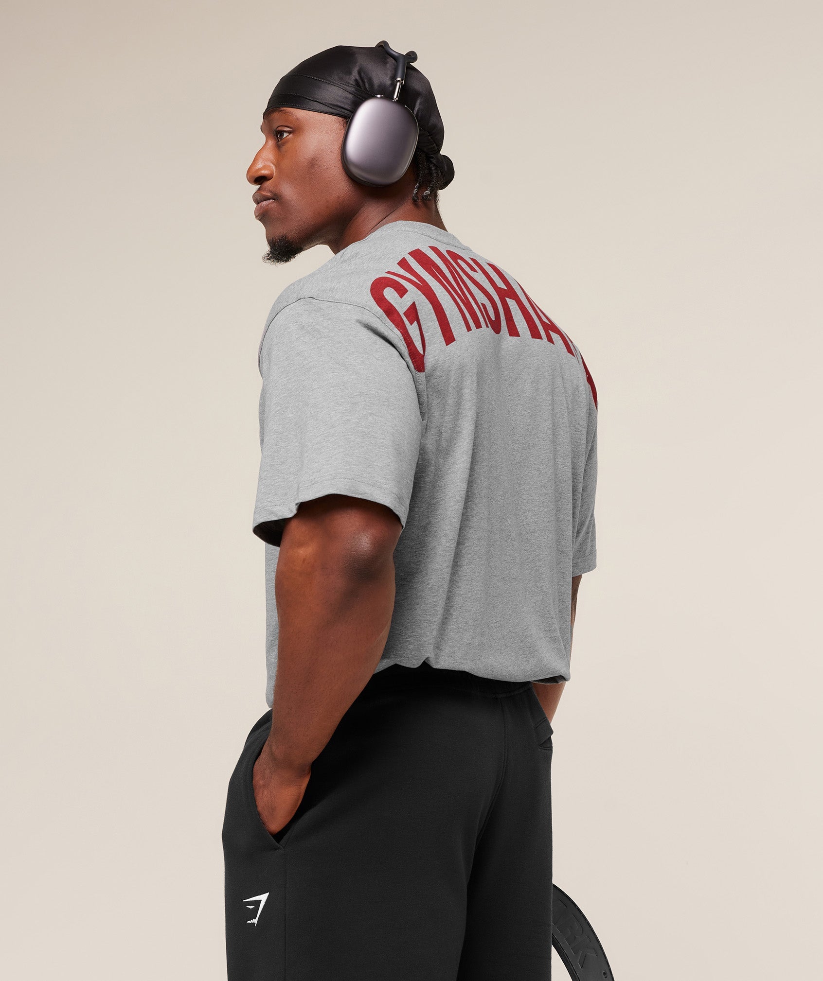 Gymshark Power T-Shirt - Charcoal Core Marl/Sets Red