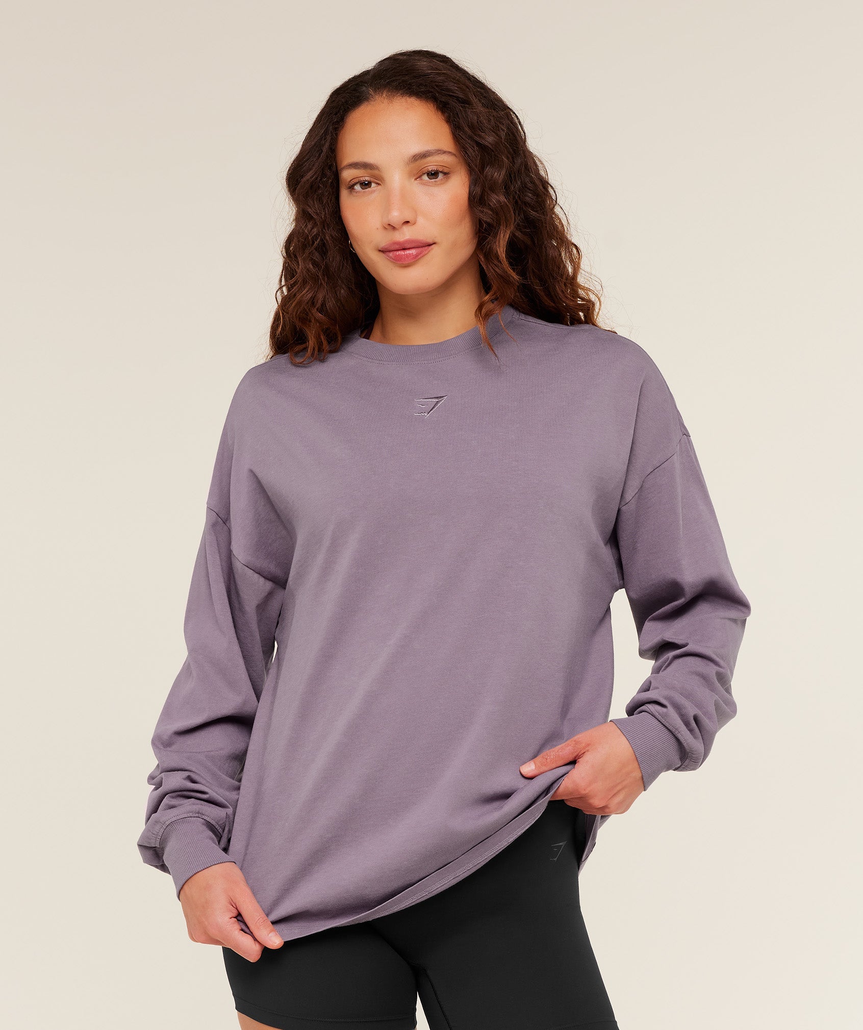 Gymshark Power Washed Long Sleeve Top - Dusk Purple/Acid Wash