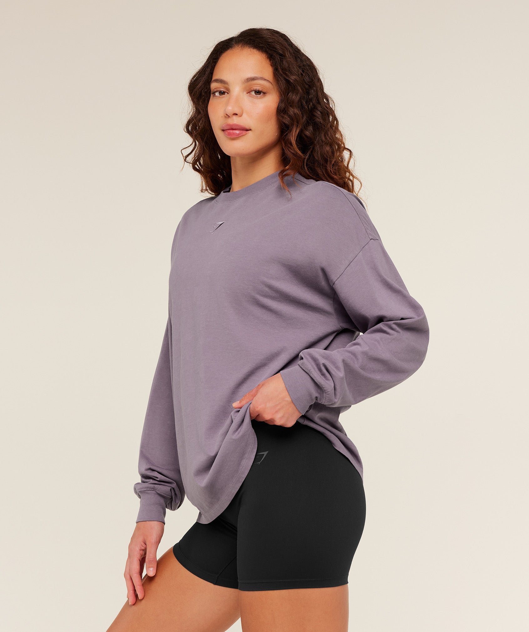 Gymshark Power Washed Long Sleeve Top - Dusk Purple/Acid Wash