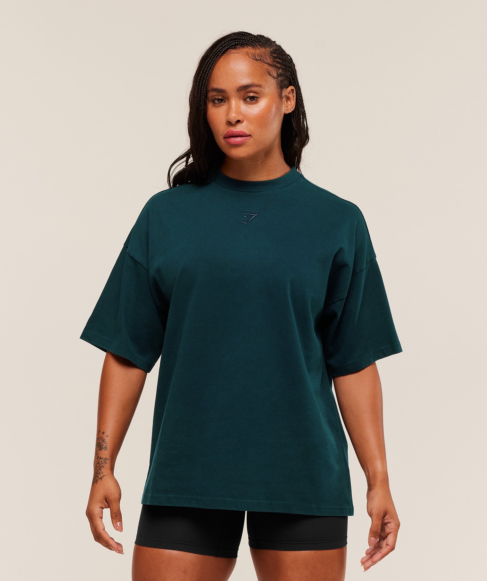 Gymshark Power Washed Oversized T-Shirt - Deep Petrol Blue/Acid Wash