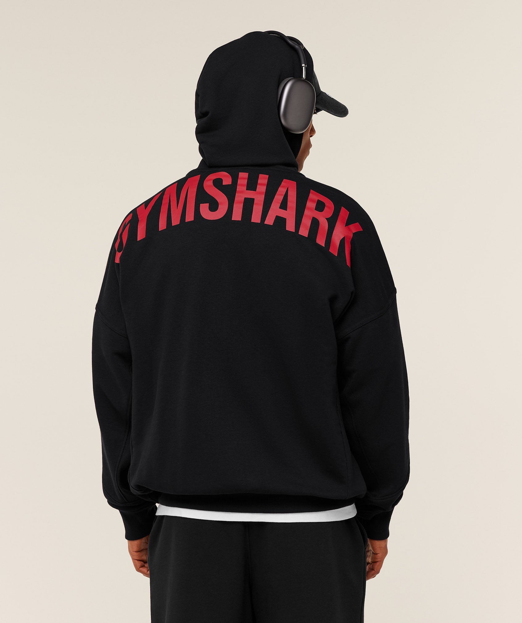 Gymshark Power Zip Up Hoodie - Black/Conditioning Red