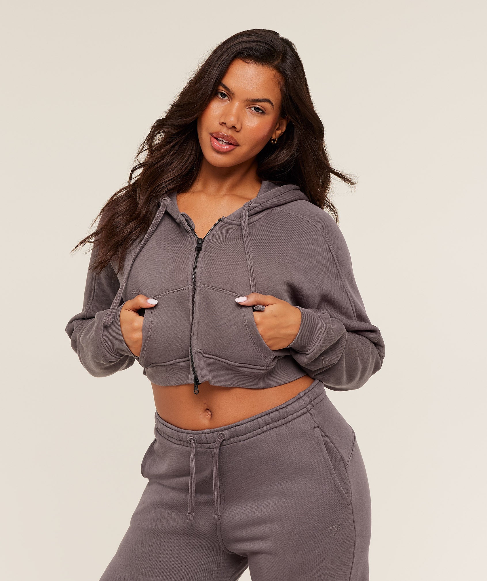 Gymshark Pump Zip Through Hoodie - GS Cool Brown/WASH