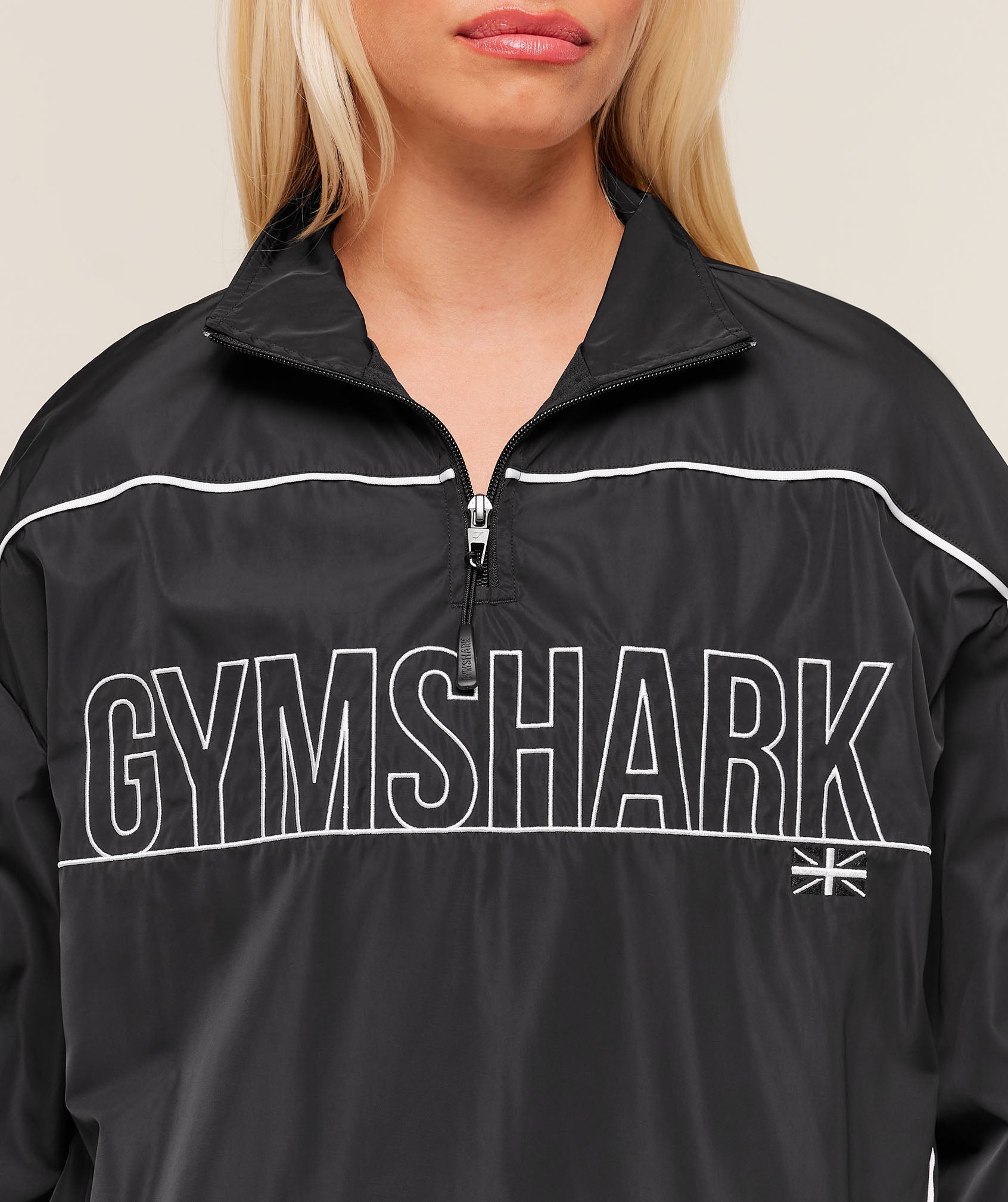 Gymshark Wordmark 1/4 Zip Track Jacket - Black/White