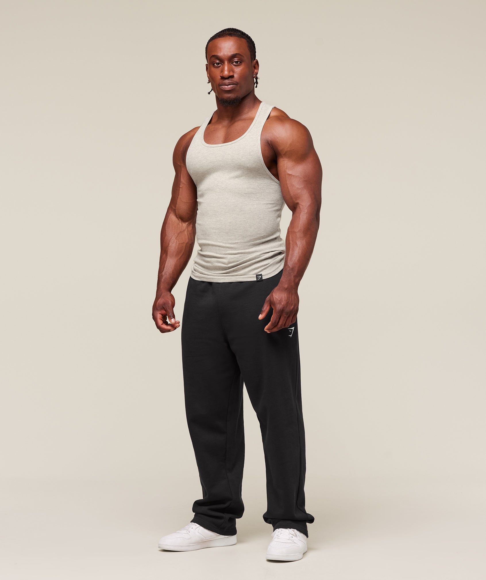 Gymshark Ribbed Tank 3pk - White/Black/Stone Grey Marl