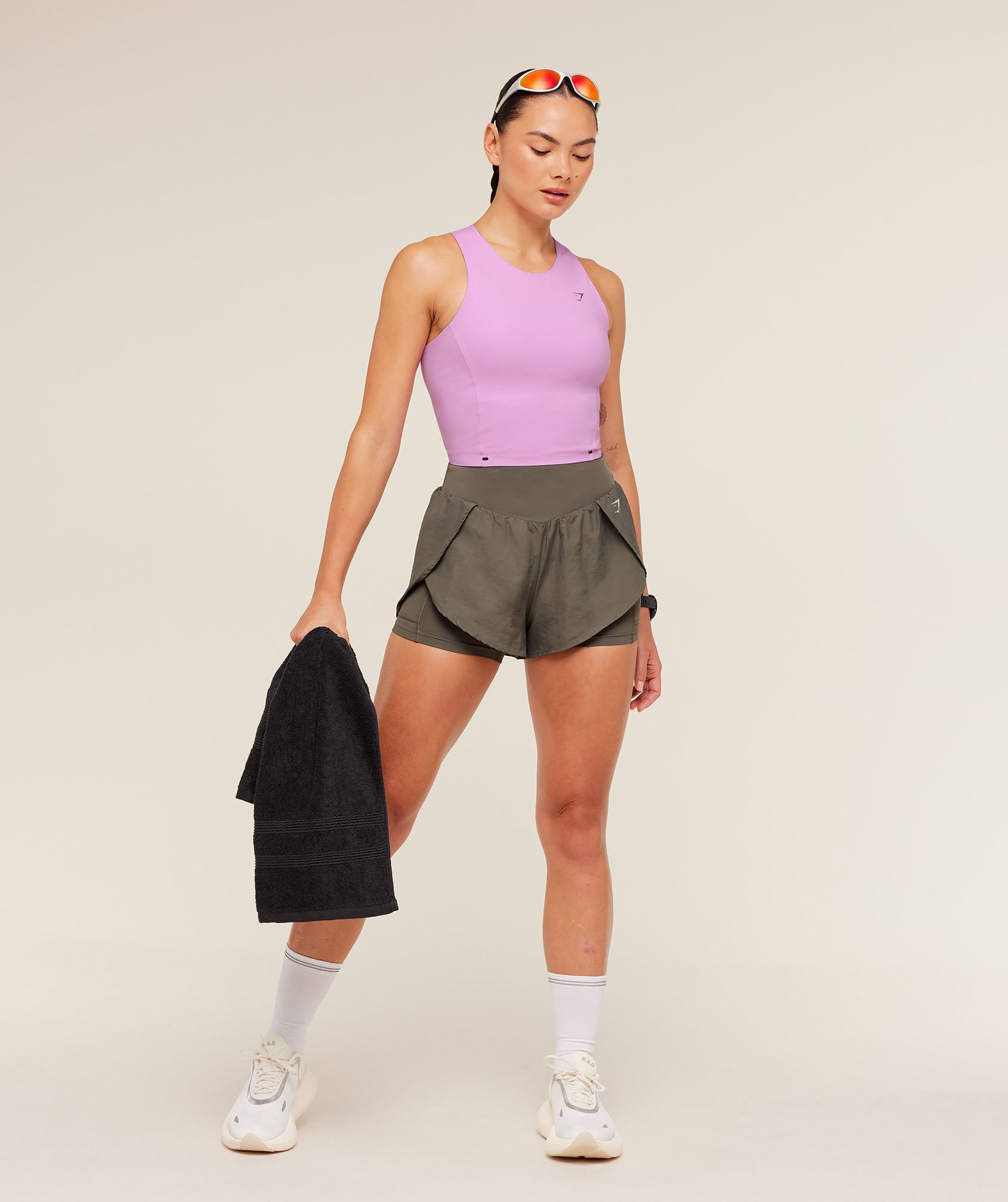 Gymshark Running 2-in-1 Shorts - Camo Brown