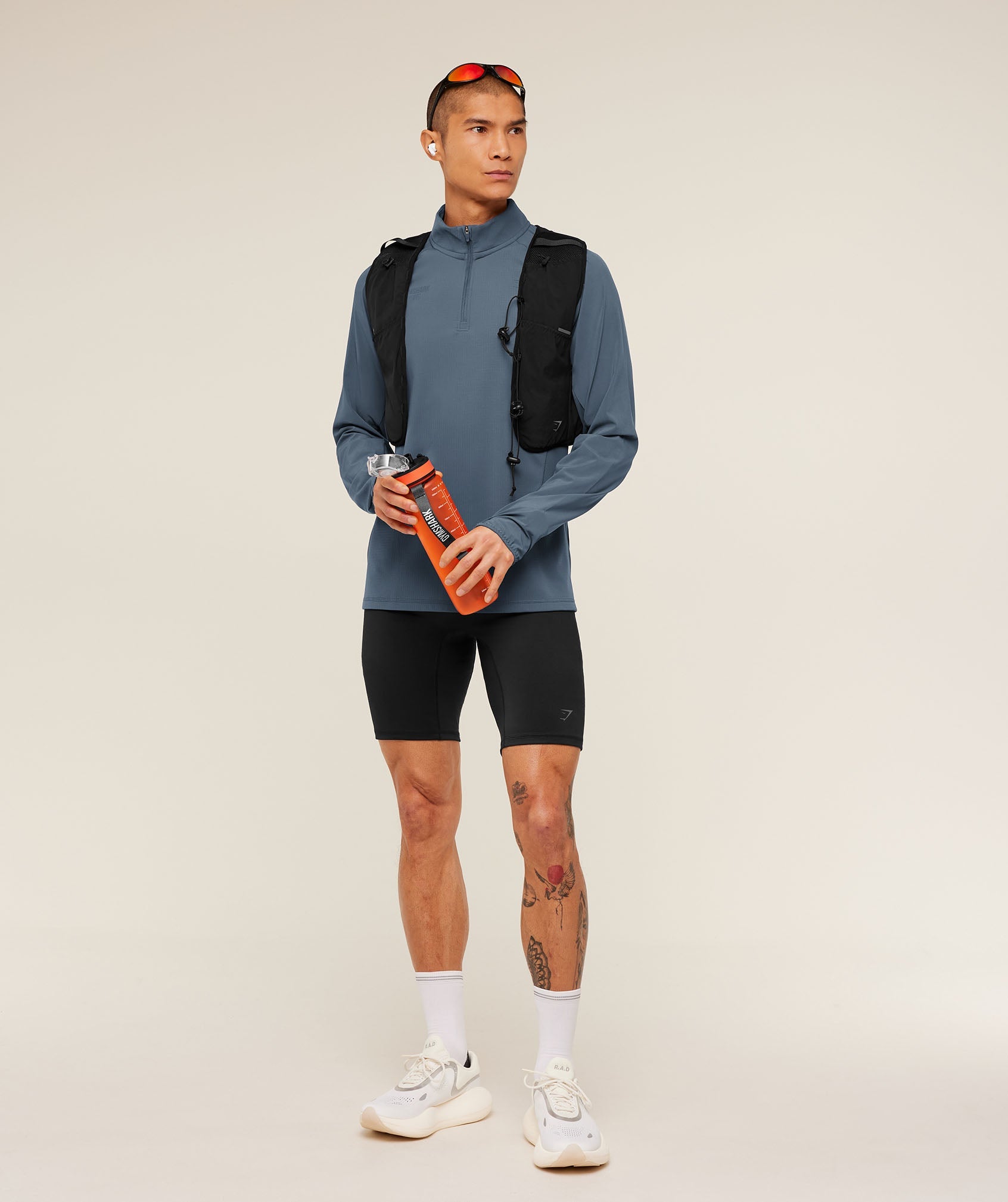 Gymshark Running Elite 1/4 Zip - Titanium Blue