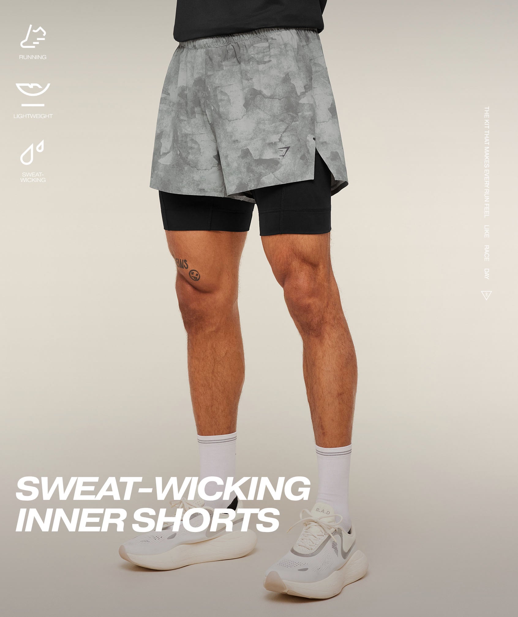 Gymshark Running Elite 2 in 1 5" Shorts - Smokey Grey/Black
