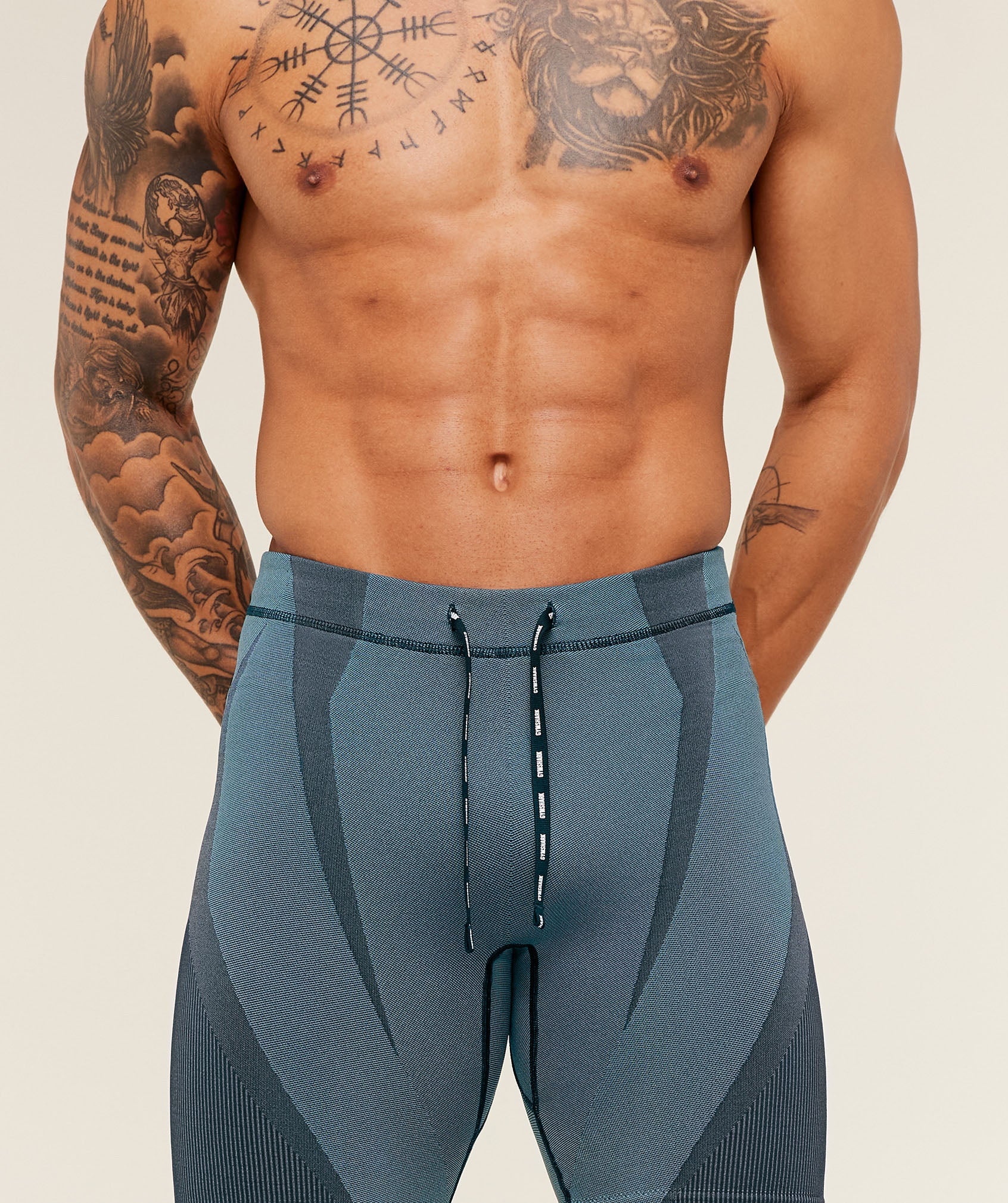 Gymshark Seamless Running Half Tight - Stealth Blue / Storm Blue