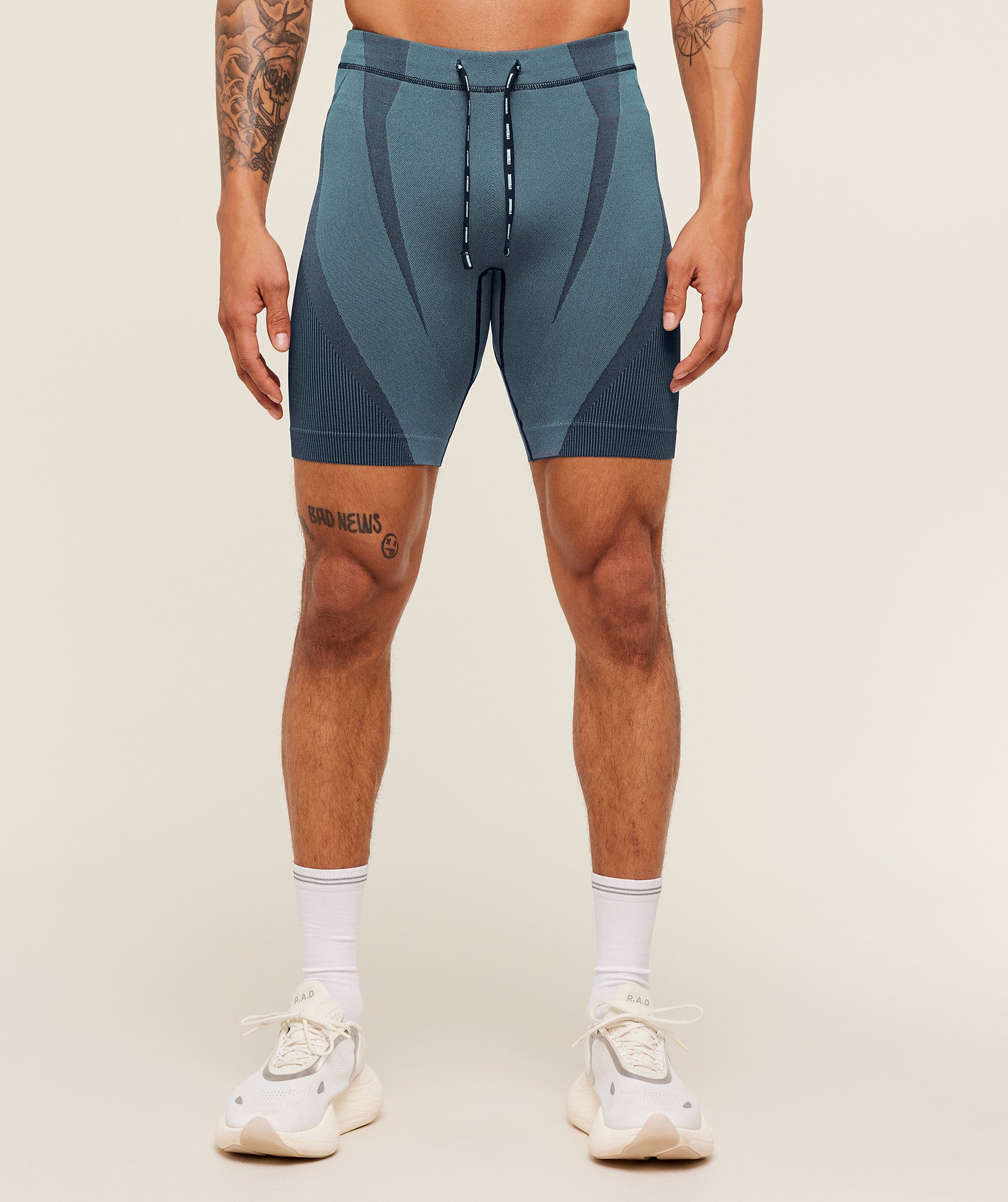 Gymshark Seamless Running Half Tight - Stealth Blue / Storm Blue