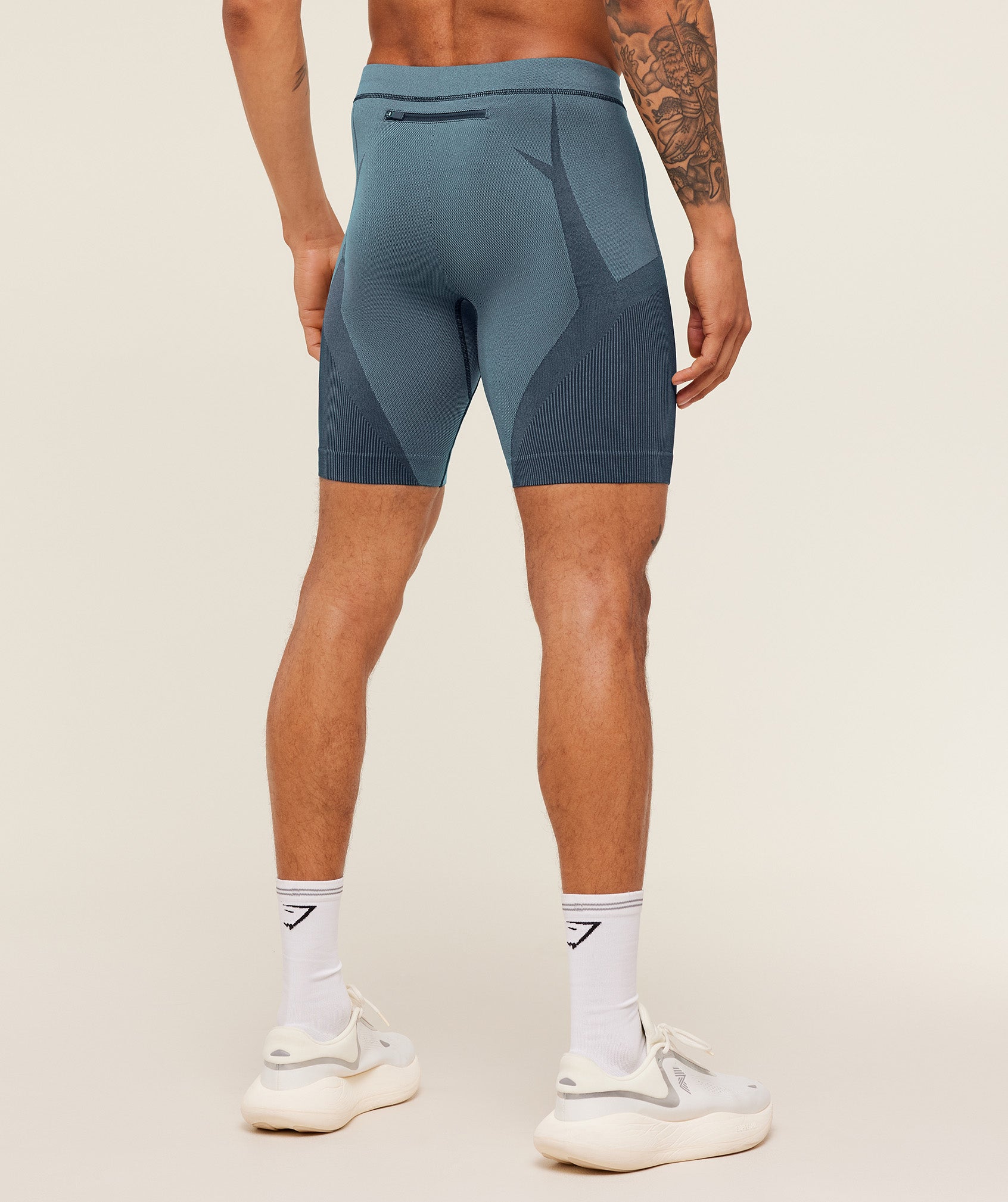 Gymshark Seamless Running Half Tight - Stealth Blue / Storm Blue
