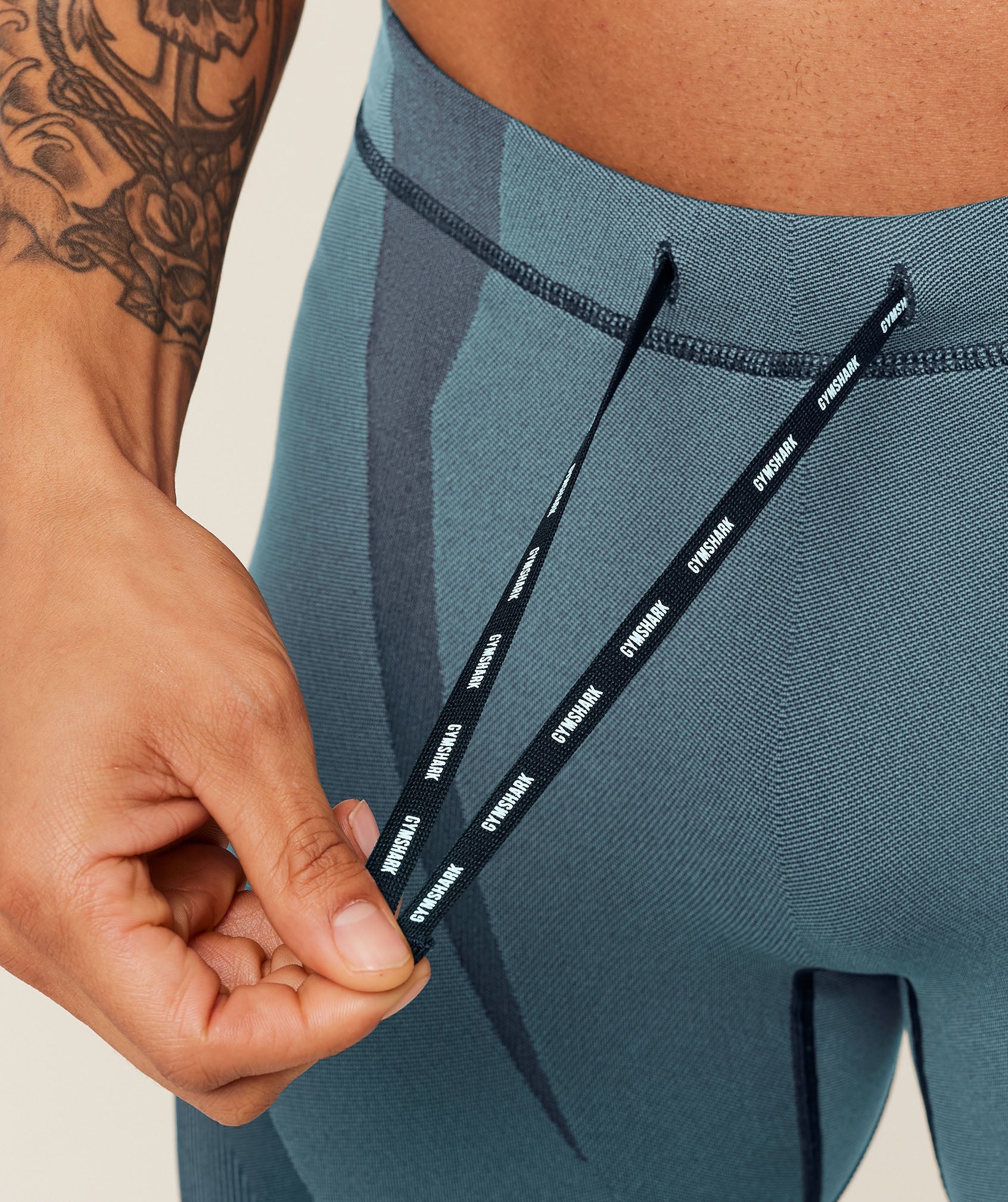 Gymshark Seamless Running Half Tight - Stealth Blue / Storm Blue