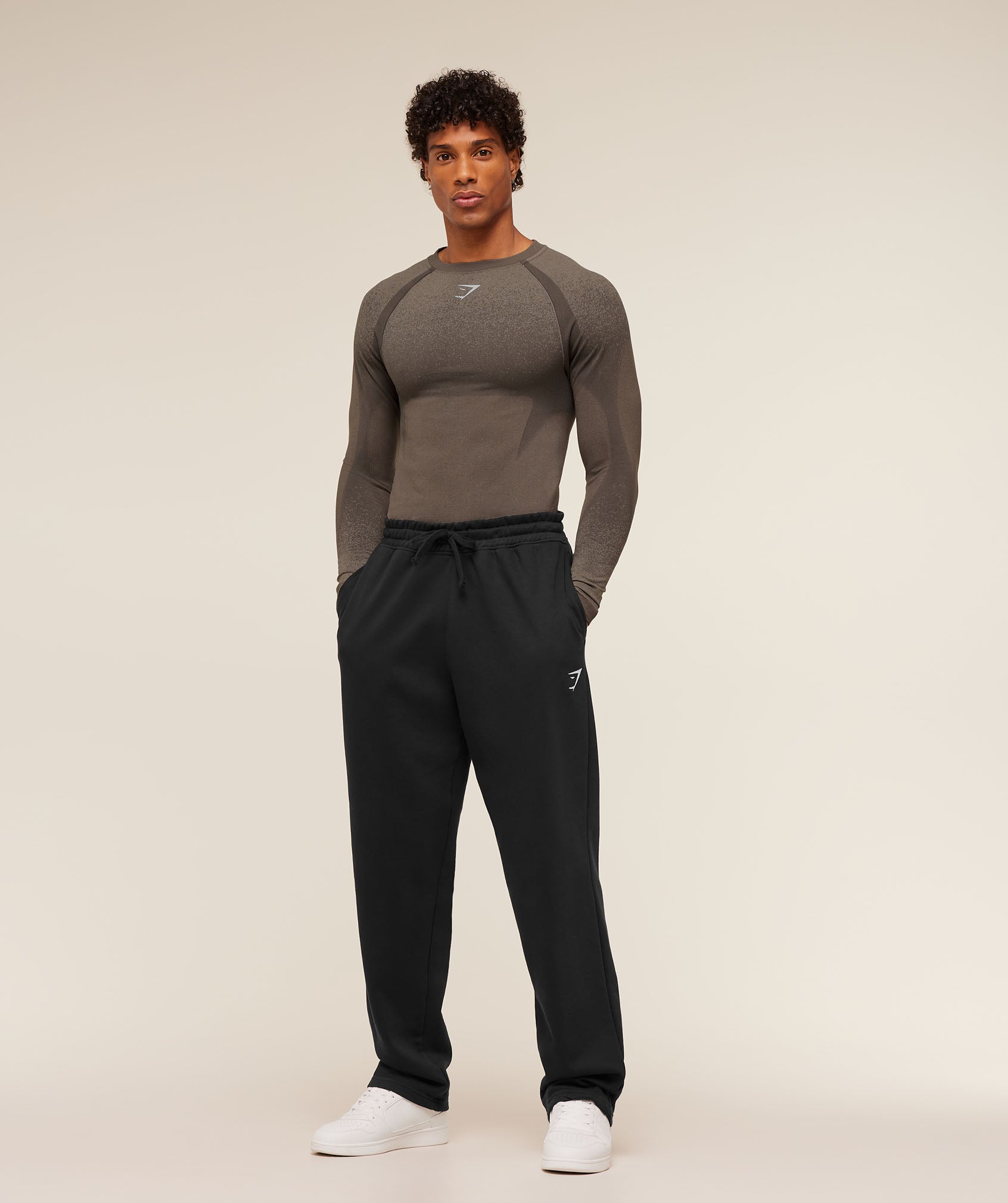 Gymshark Shadow Seamless Long Sleeve T-Shirt - Camo Brown