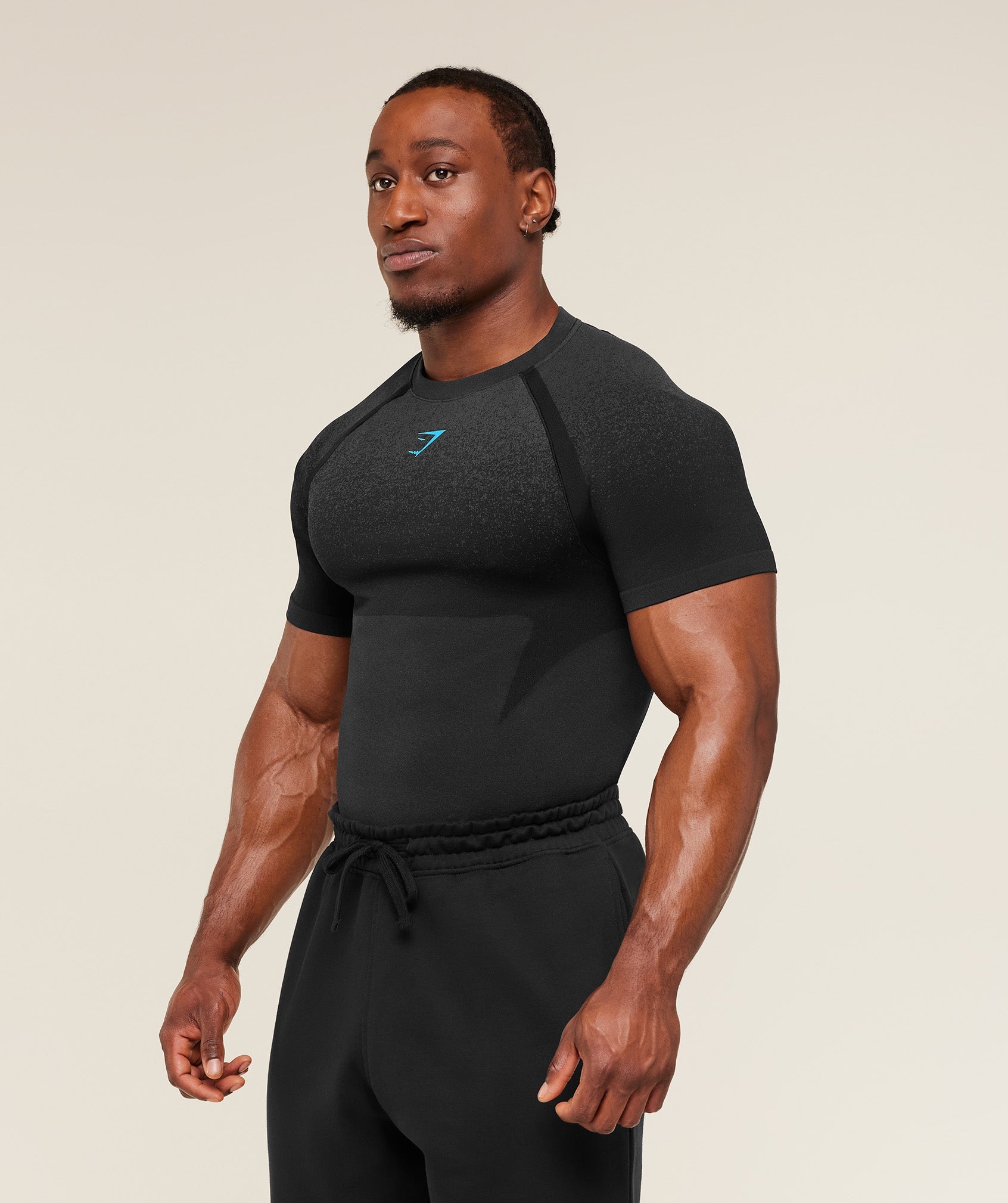 Gymshark Shadow Seamless T Shirt - Black/Brand Blue