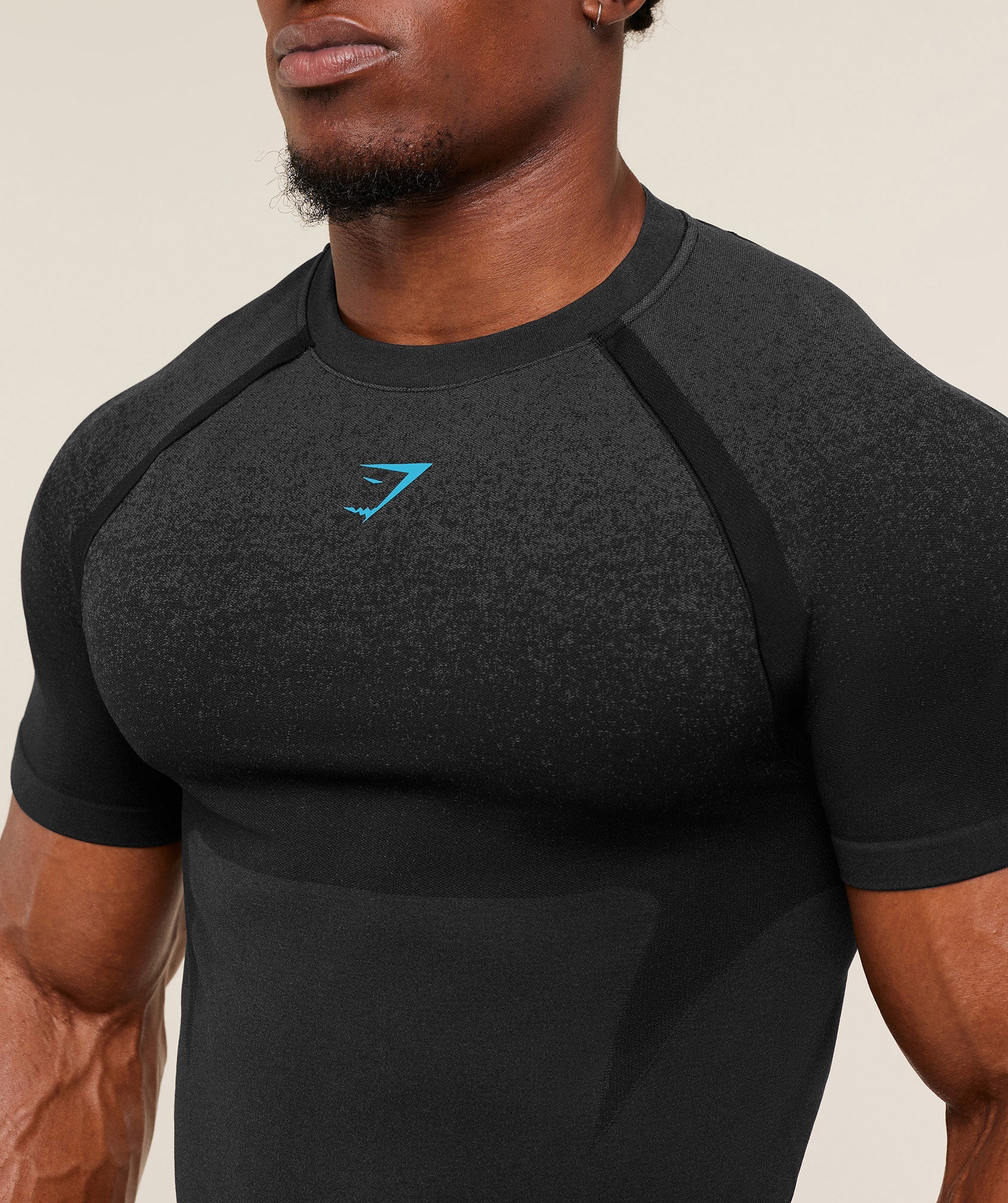 Gymshark Shadow Seamless T Shirt - Black/Brand Blue