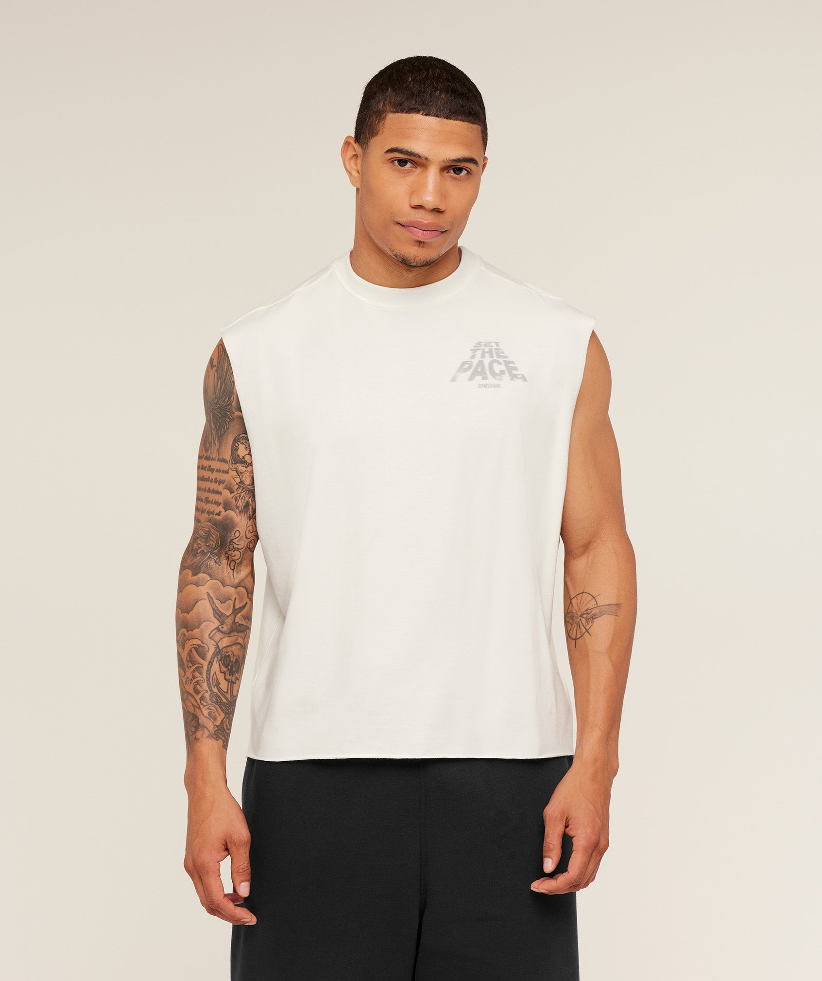 Gymshark Set The Pace Tank - GS Soft White